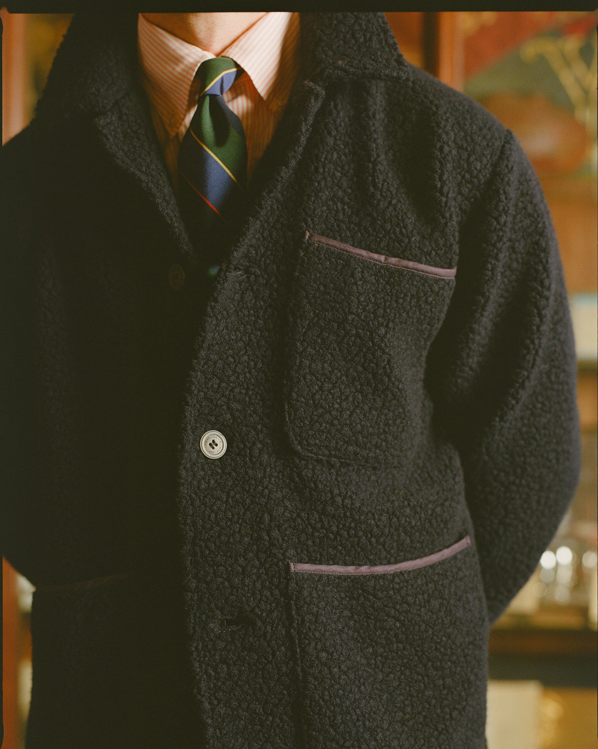 Armor-Lux Navy Sherpa Fleece Chore Jacket