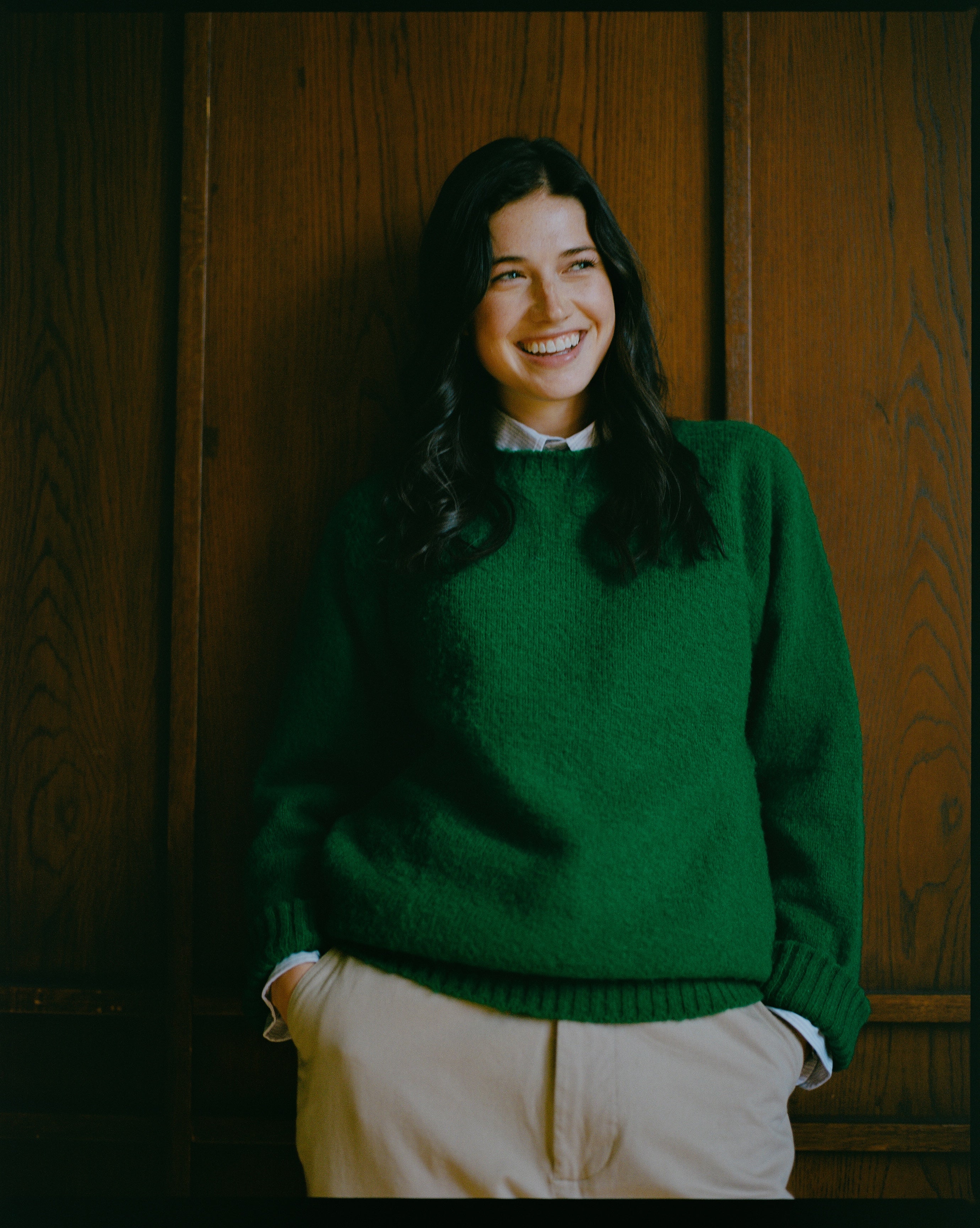 Made-in-Scotland Grass Green Shaggy Dog Sweater - Classic Fit