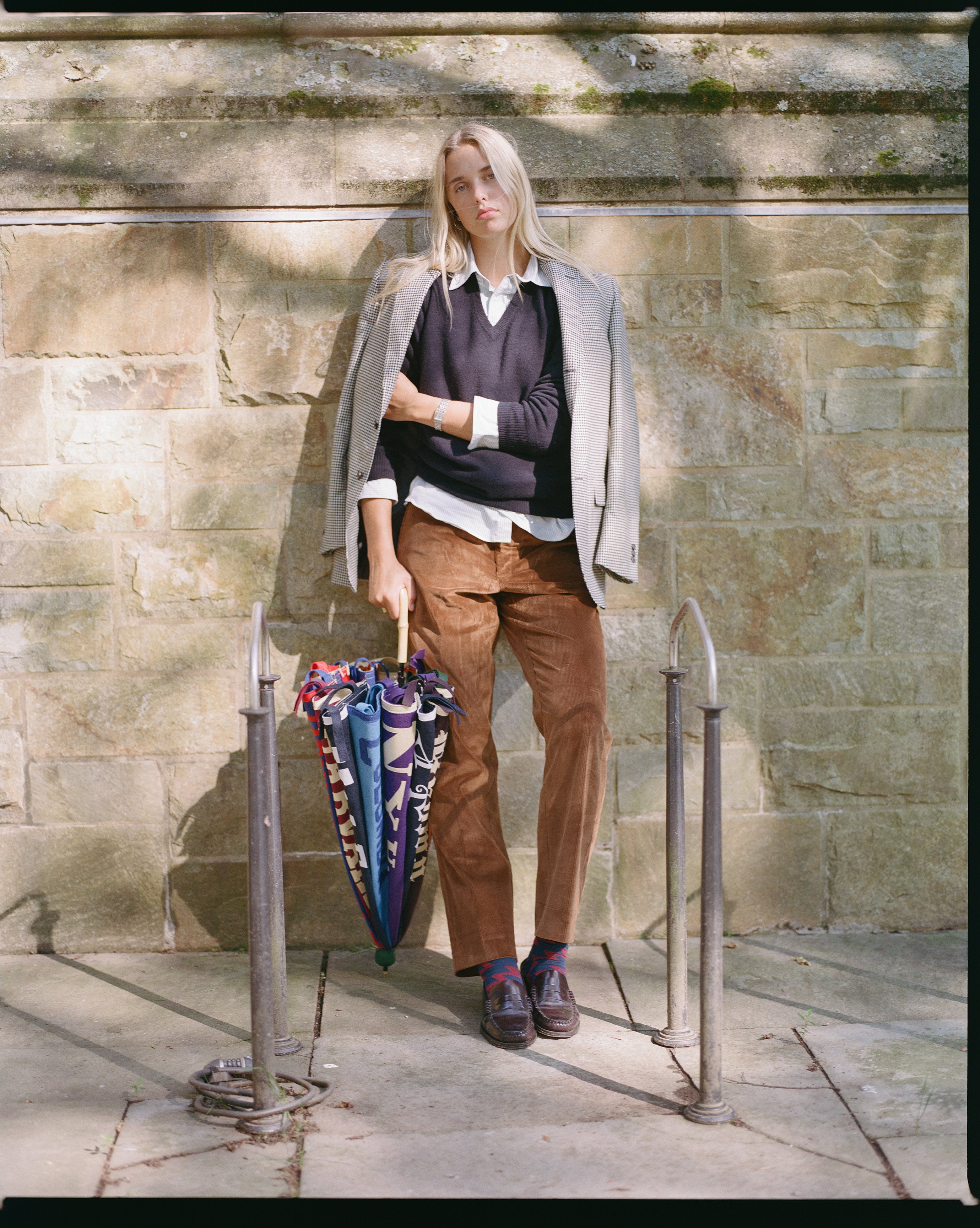 Navy Lambswool V-neck Sweater