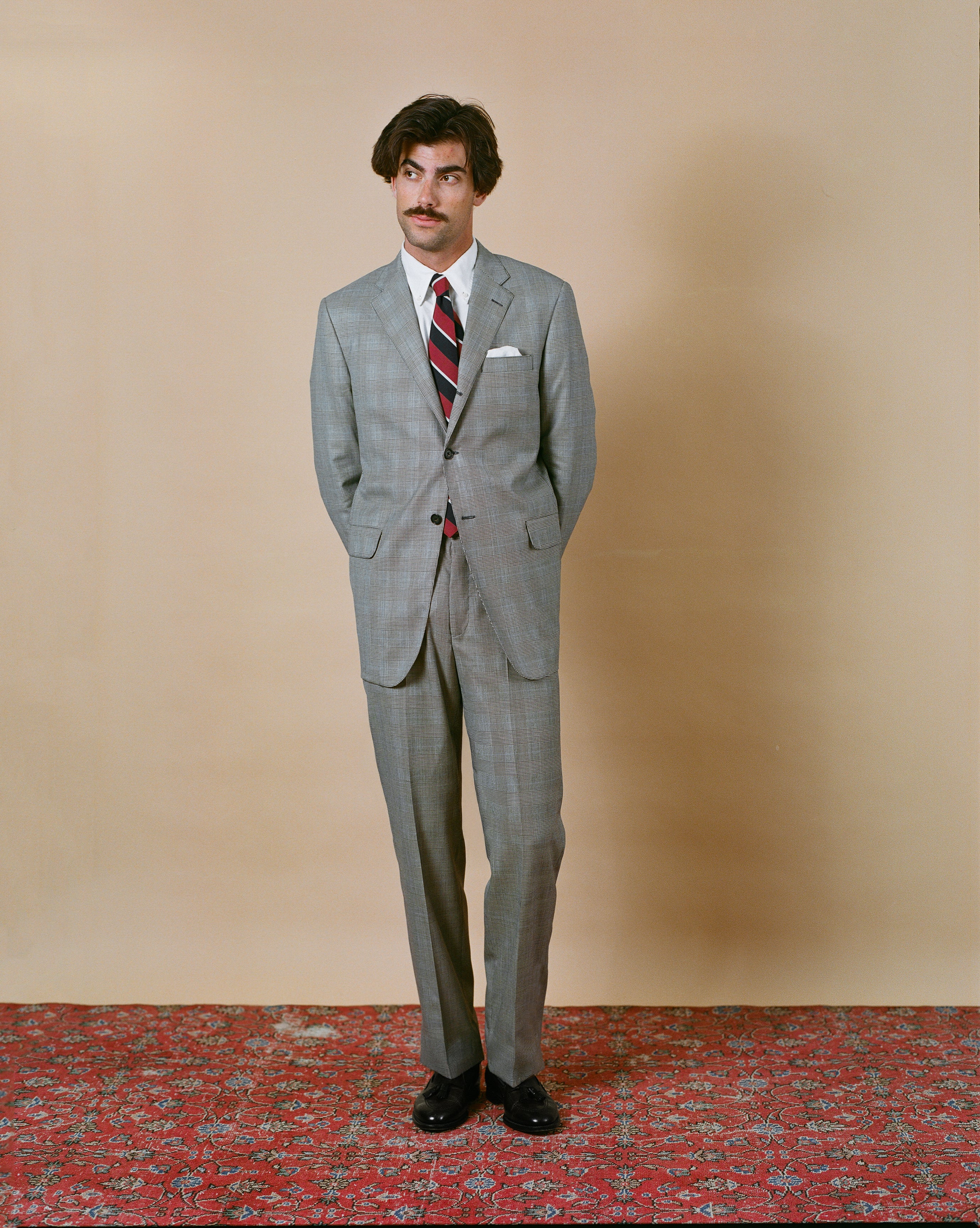 Made-in-USA Prince of Wales Check Worsted Wool Ivy Model Suit