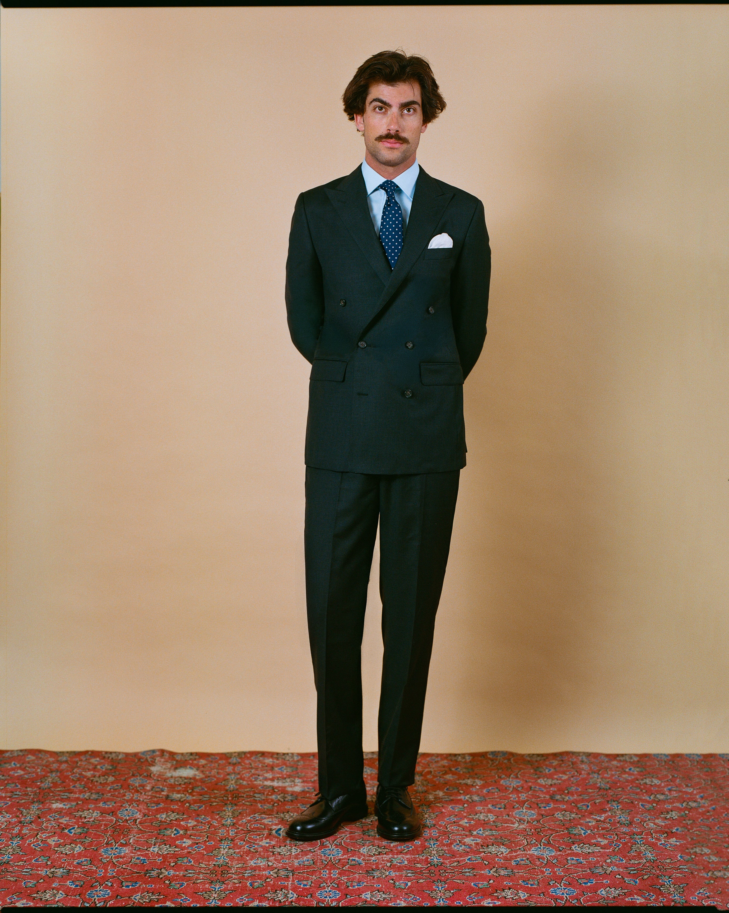 Made-in-USA Charcoal Double-Breasted Mayfair Model Suit