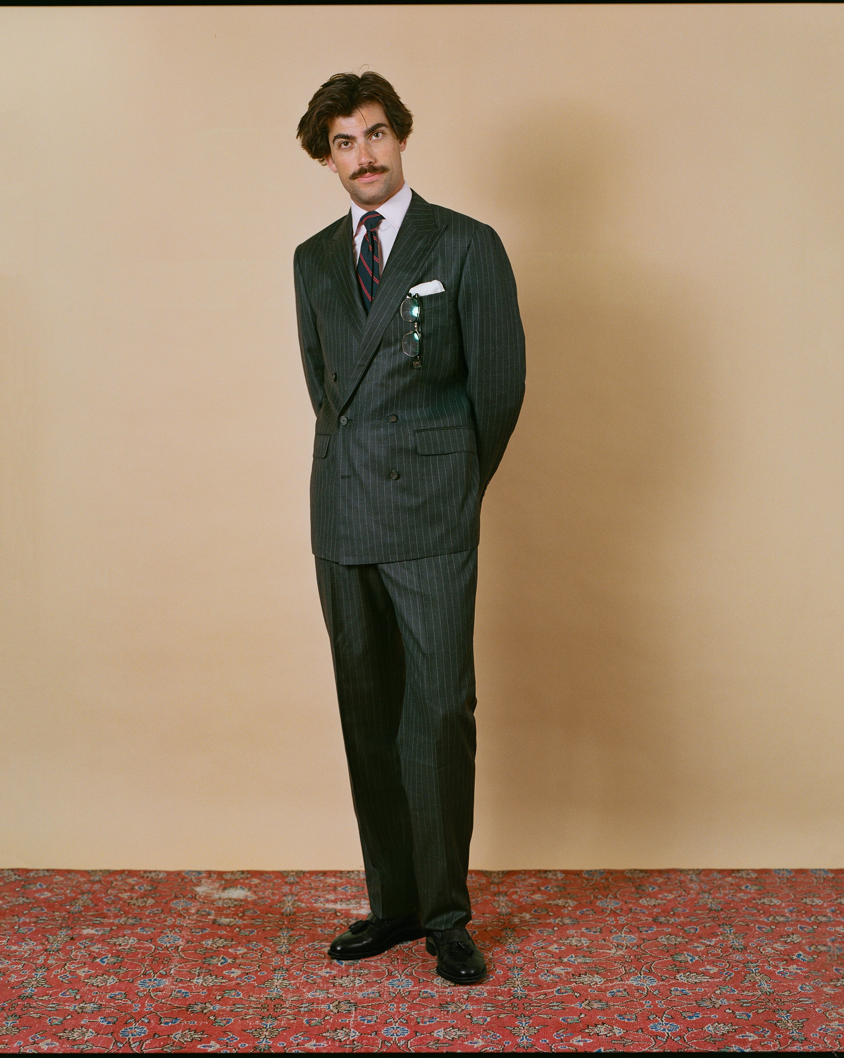 Made-in-USA Charcoal Chalkstripe Double-Breasted Mayfair Model Suit - Custom Make