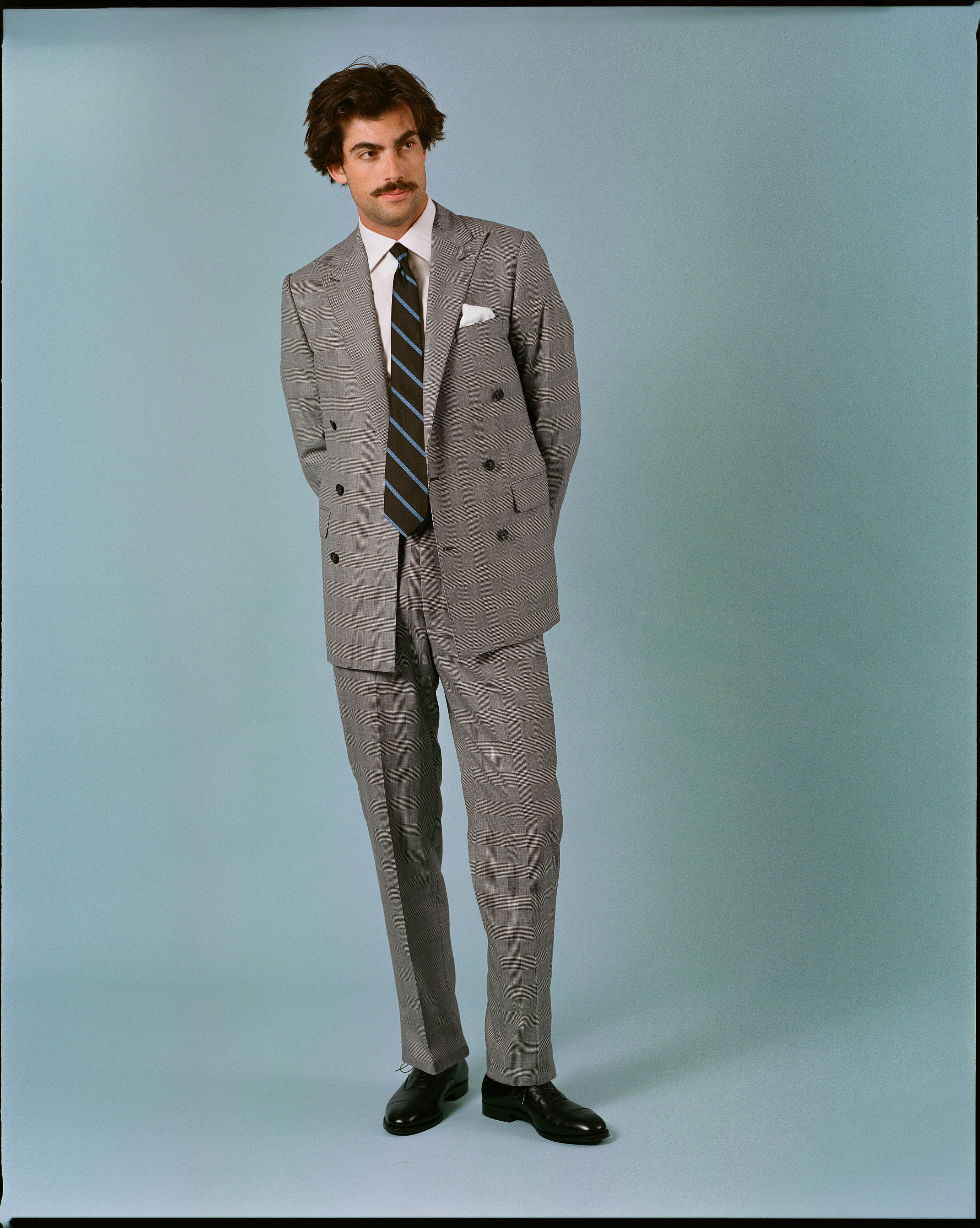 Made-in-USA Prince of Wales Check Double-Breasted Mayfair Model Suit - Custom Make