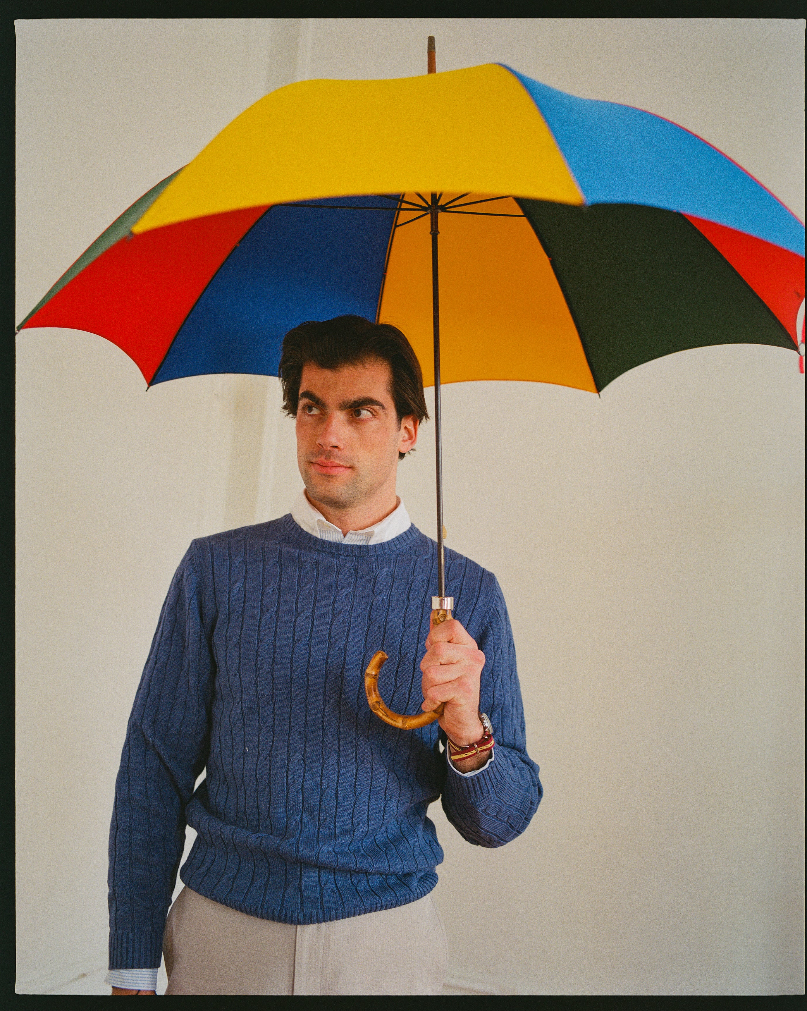 Made-in-England Multi-Panel Fox Frame Stick Umbrella