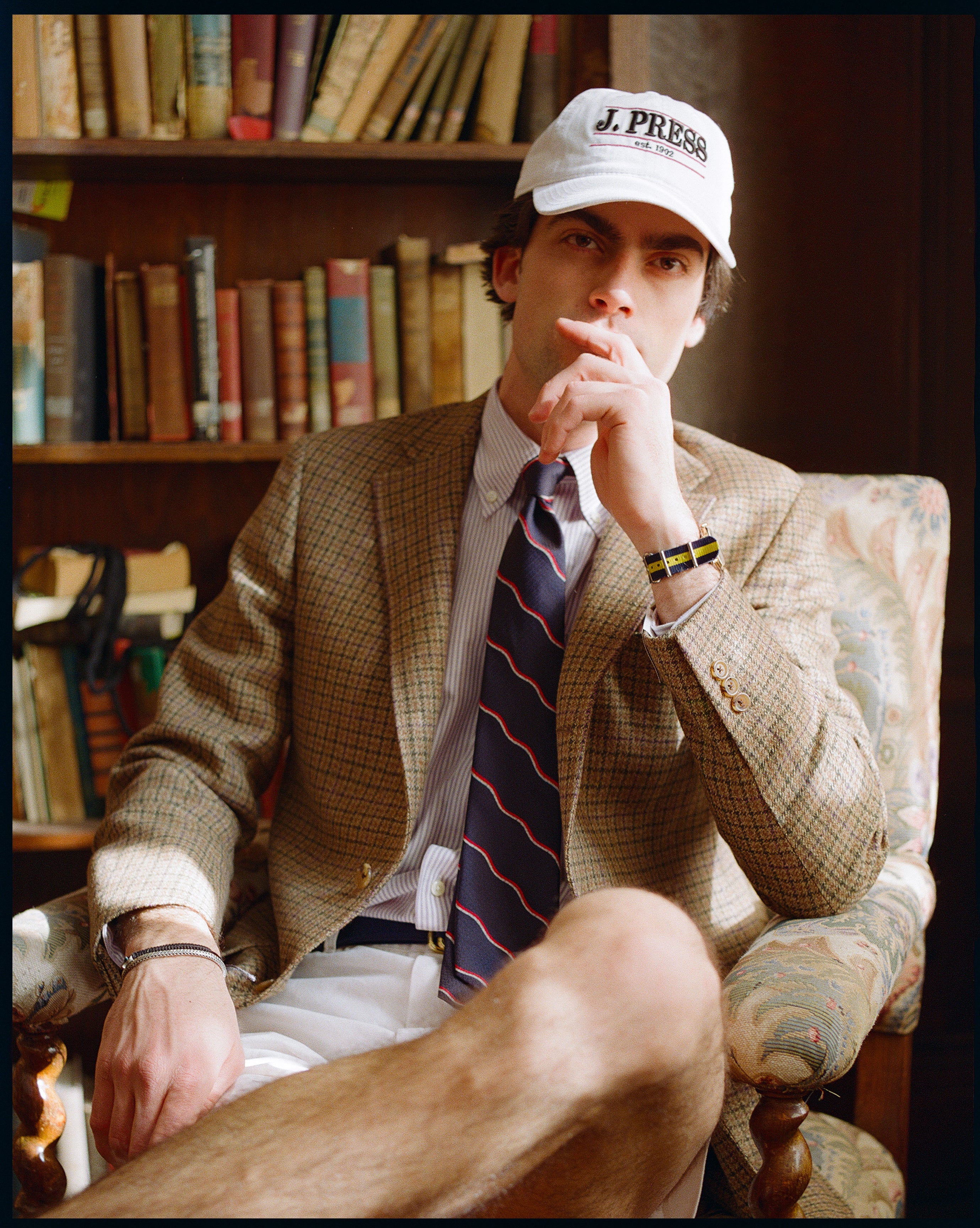 Made-in-USA Brown & Olive Check Linen-Wool Sport Coat