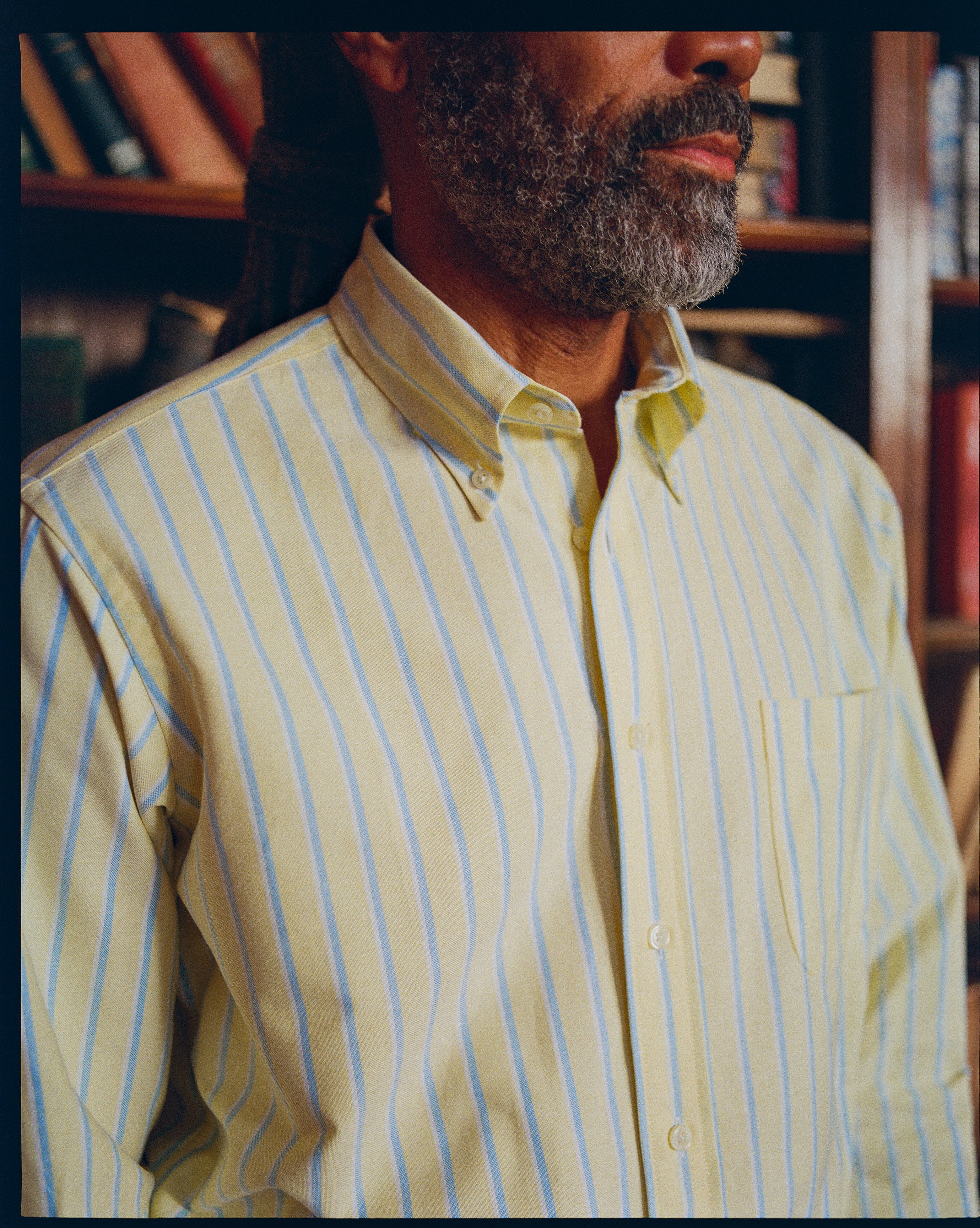 Made-in-USA Yellow, Blue & White Stripe Oxford Cloth Sport Shirt - Classic Fit