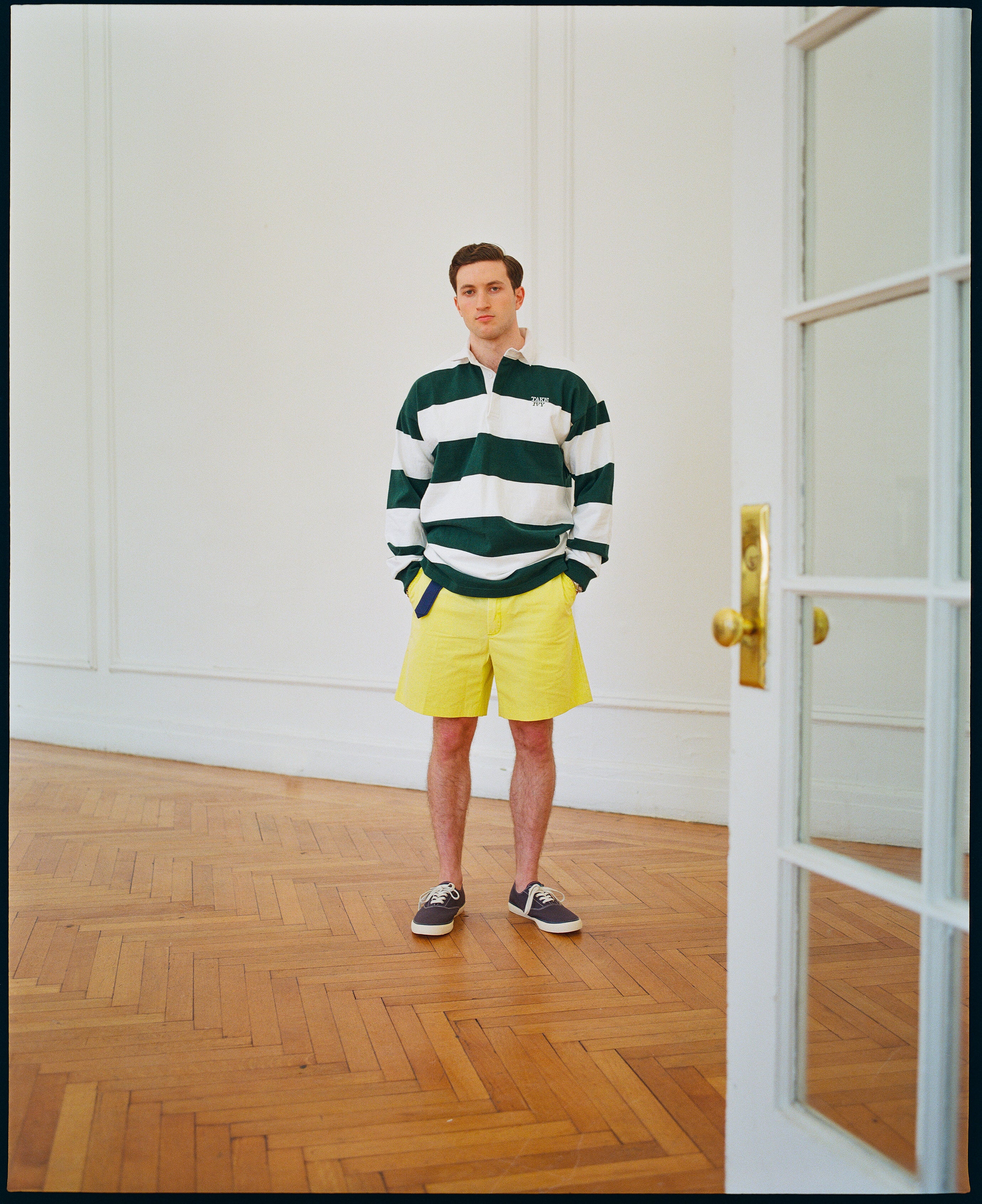 Made-in-USA Take Ivy Green Guard Stripe Cotton Rugby