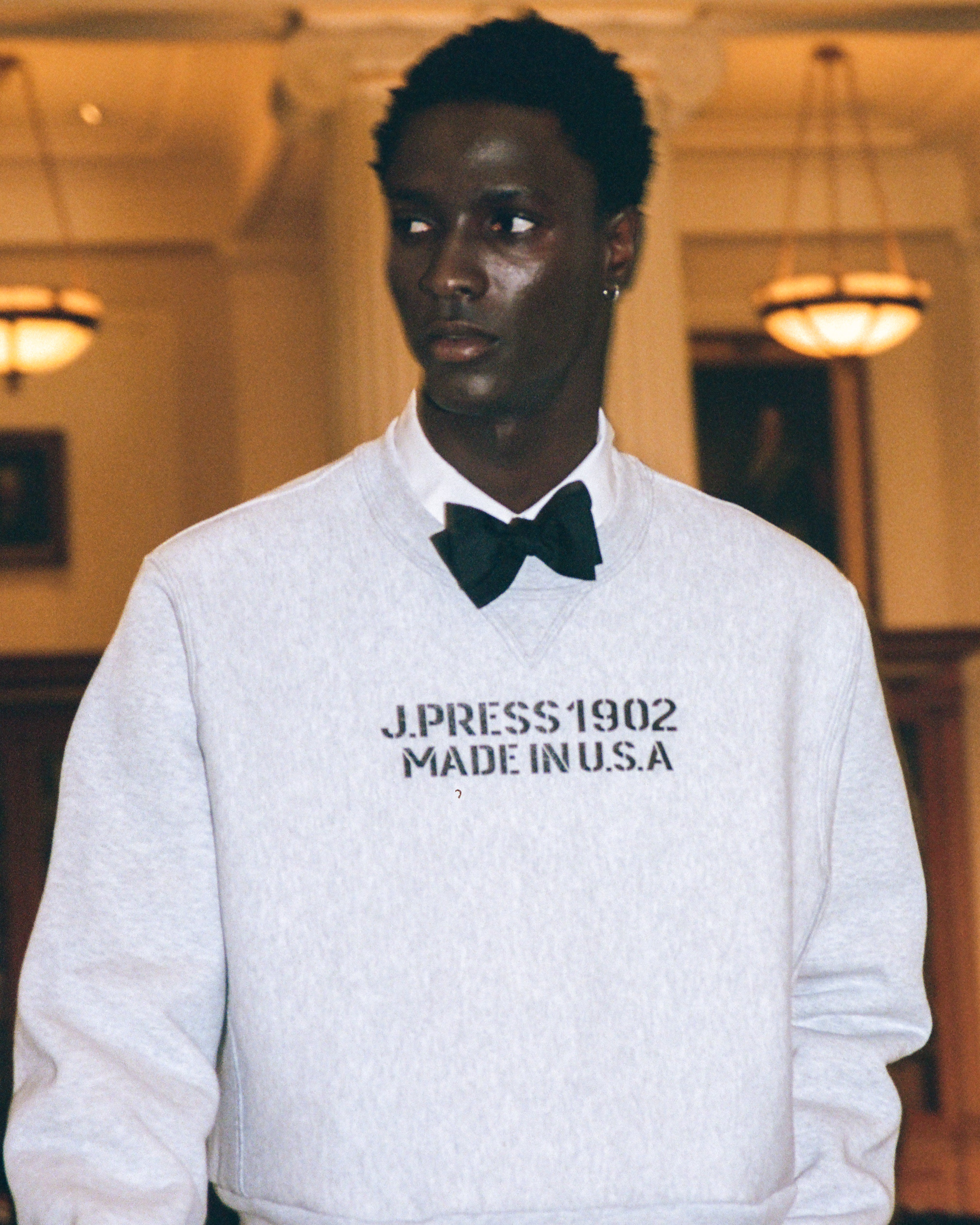 Made-in-USA Grey J. Press 1902 Stencil Sweatshirt