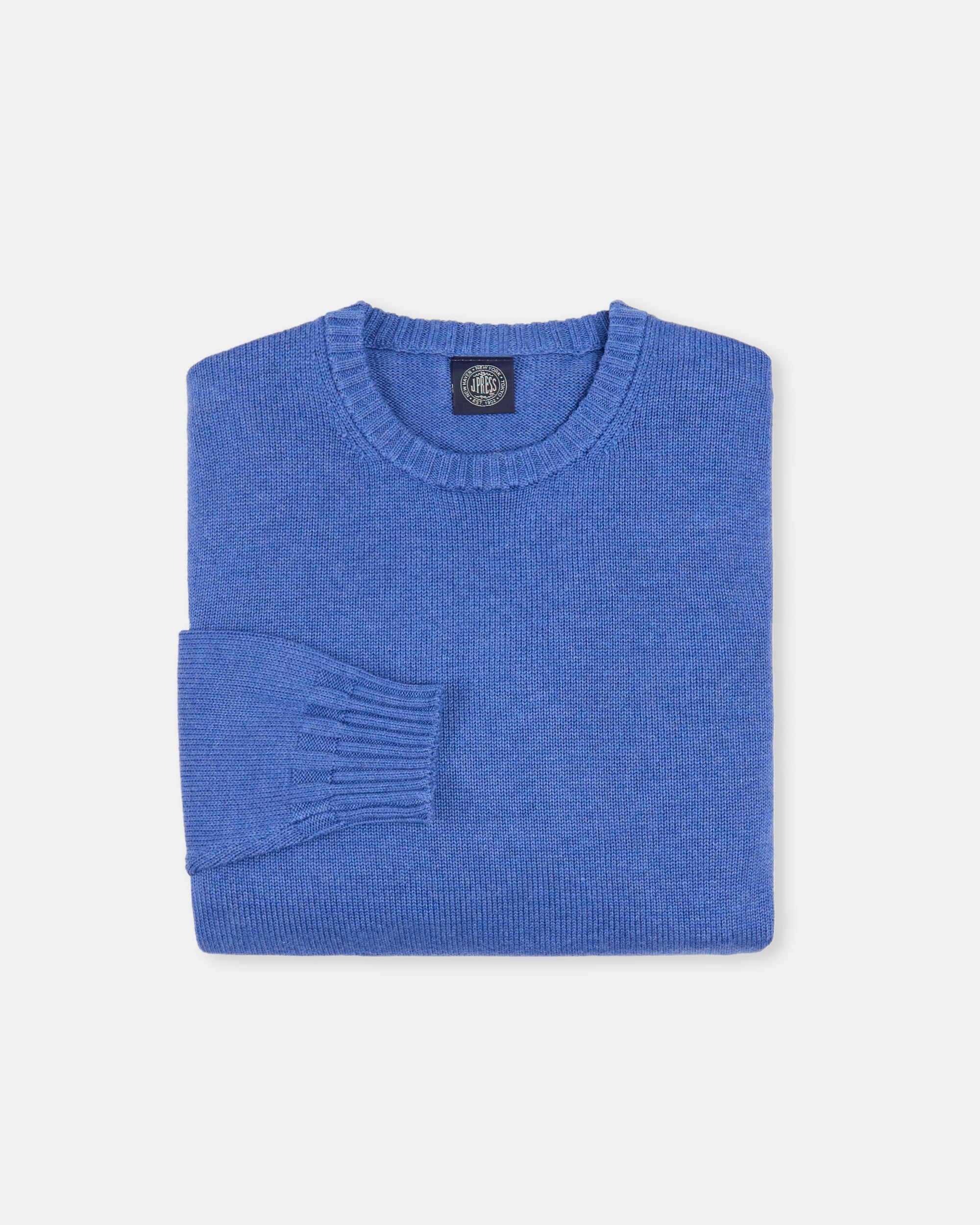 Indigo Fine Knit Cotton Crewneck Sweater