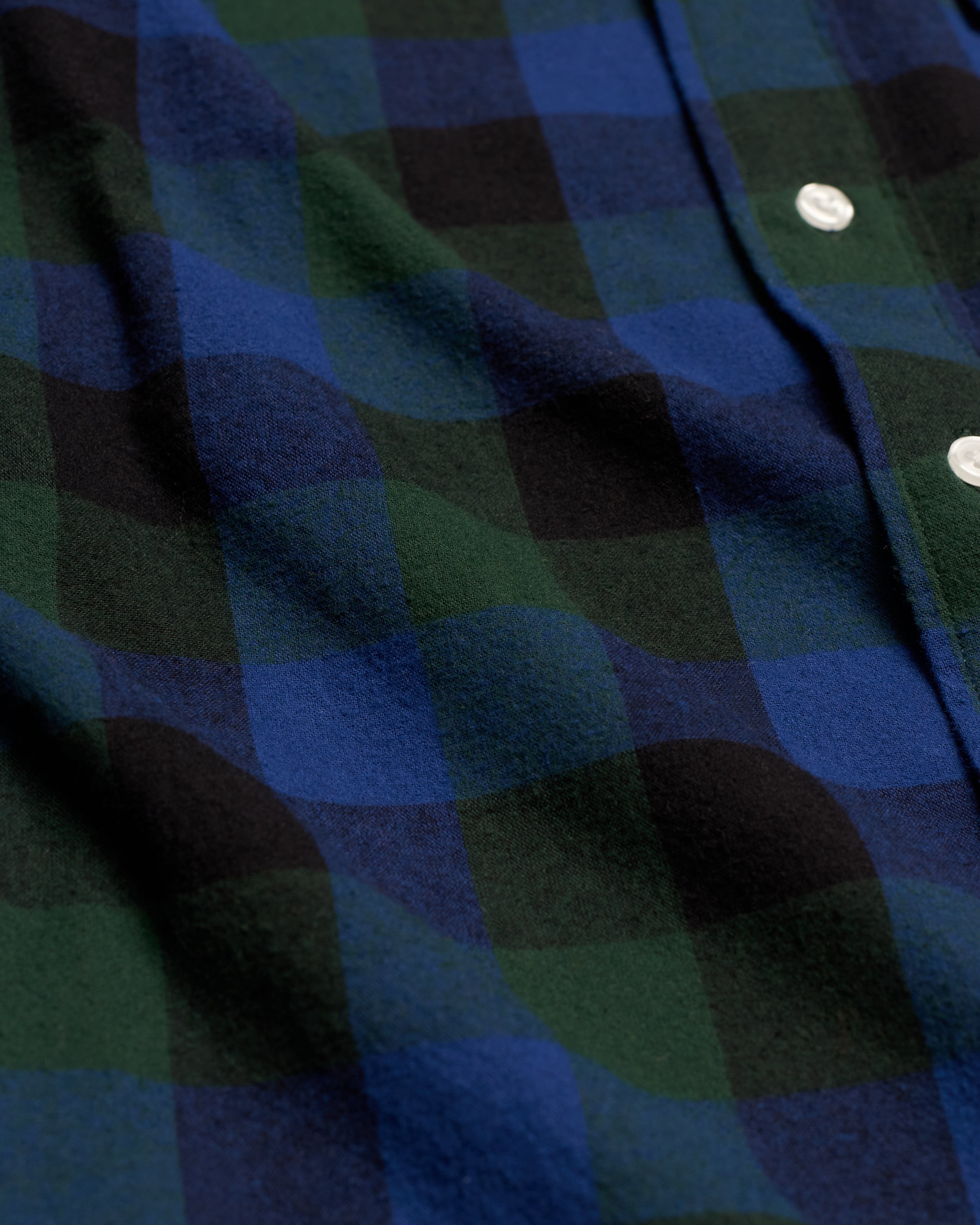 Green Plaid Cotton Flannel Sport Shirt - Trim Fit