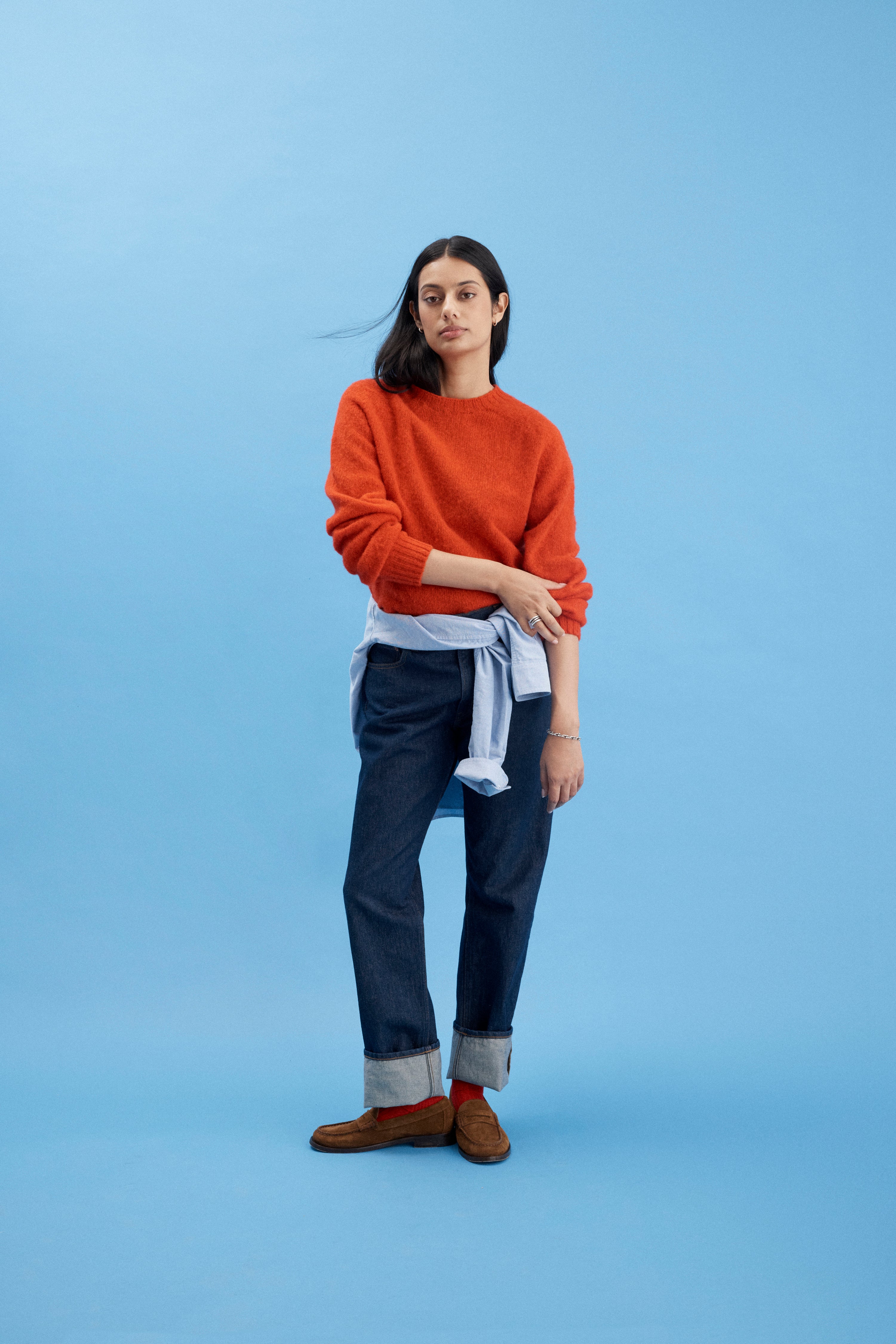 Made-in-Scotland Red Shaggy Dog Sweater - Trim Fit