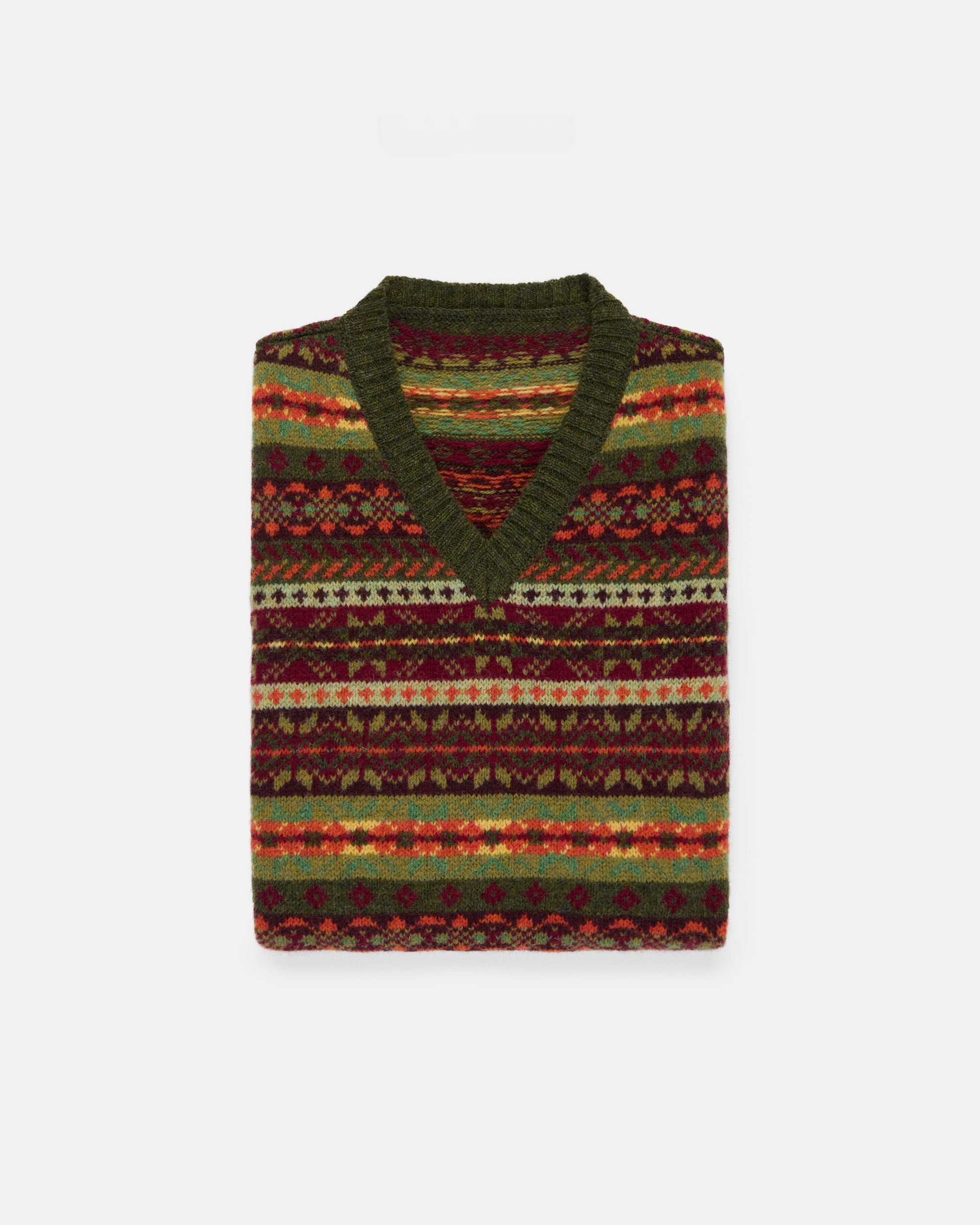 Made-in-Scotland Green Fair Isle Vest