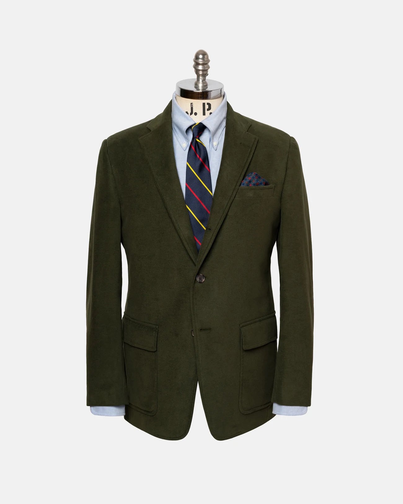 Made-in-USA Cotton Dark Olive Moleskin Sport Coat