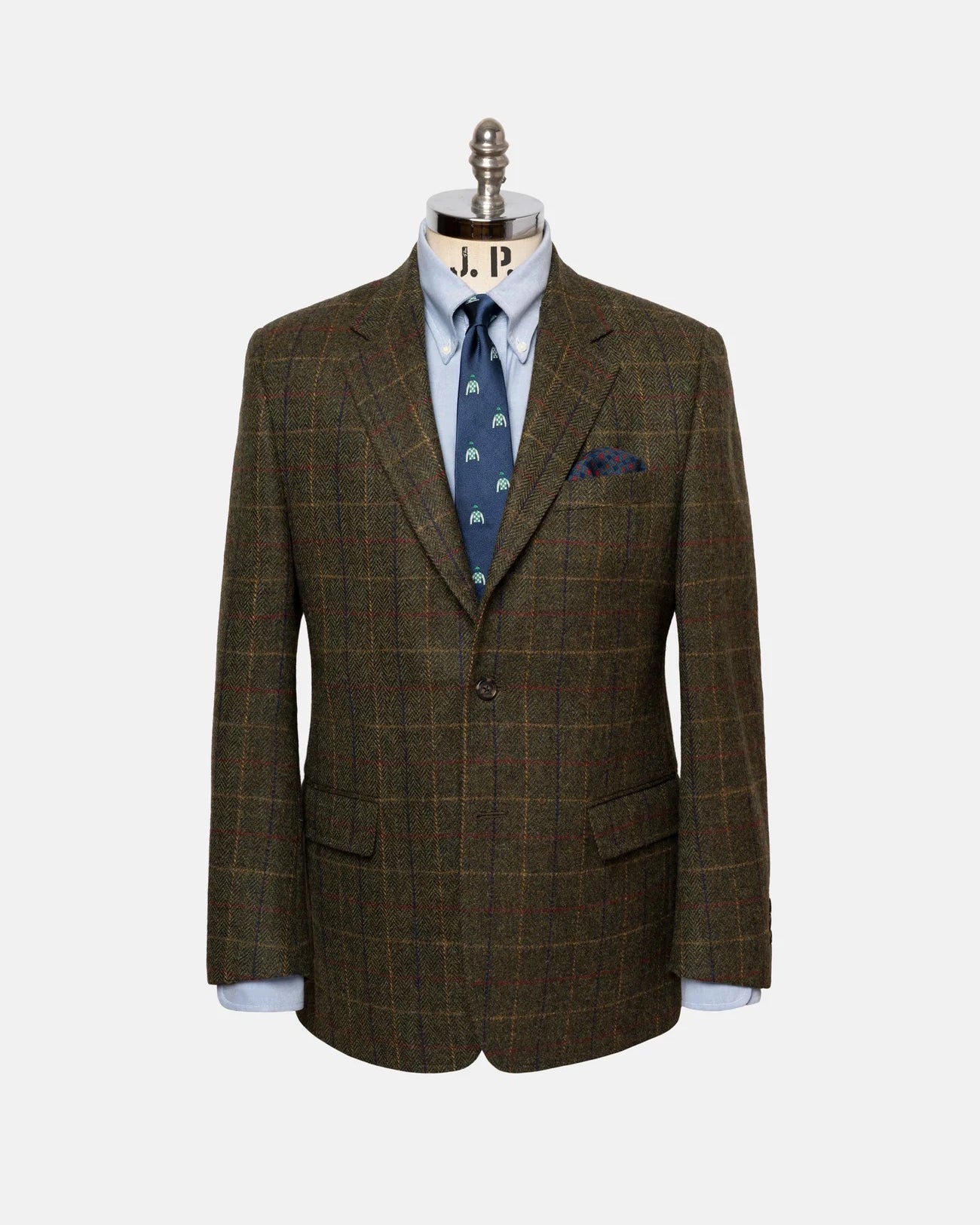 Made-in-Canada Olive, Gold & Rust Herringbone with Windowpane Sport Coat