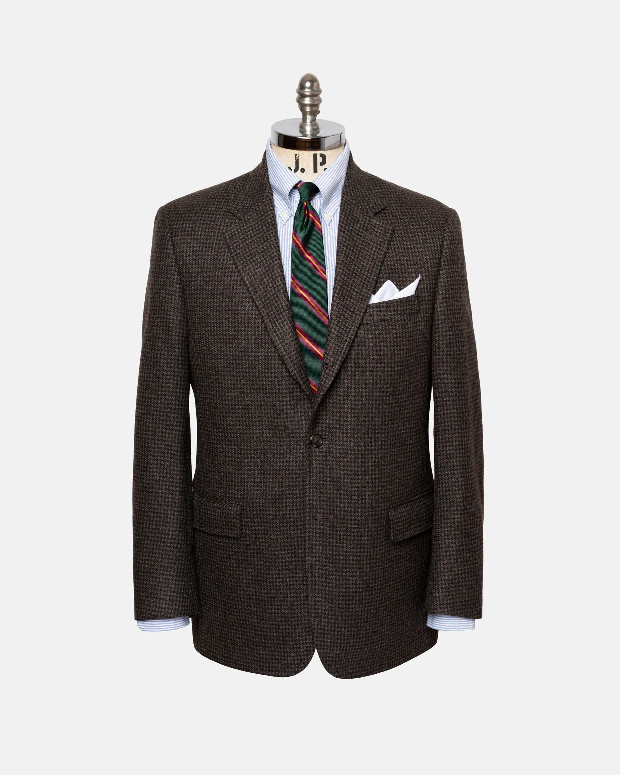 Made-in-Canada Grey & Brown Small Check Pure Cashmere Sport Coat