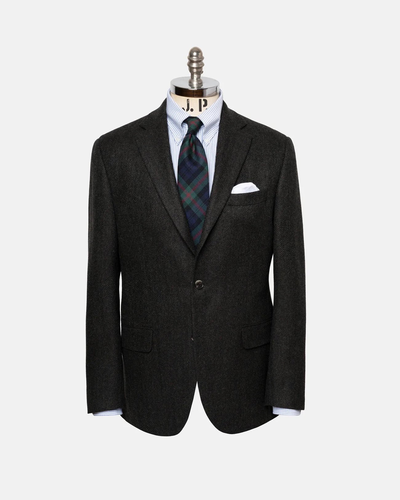Made-in-Canada Dark Olive Herringbone Wool/Cashmere Sport Coat