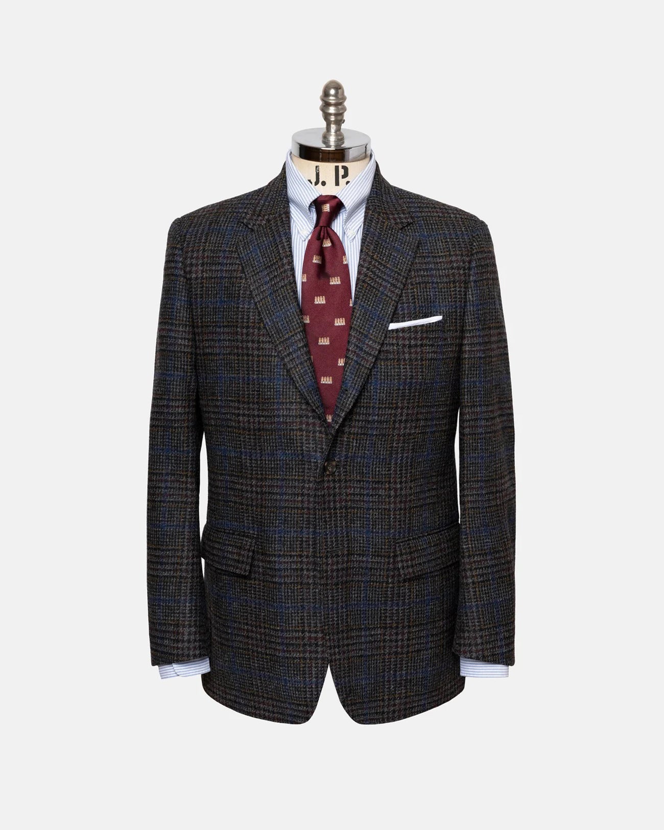 Made-in-Canada Blue, Rust & Brown Glen Plaid Wool Sport Coat