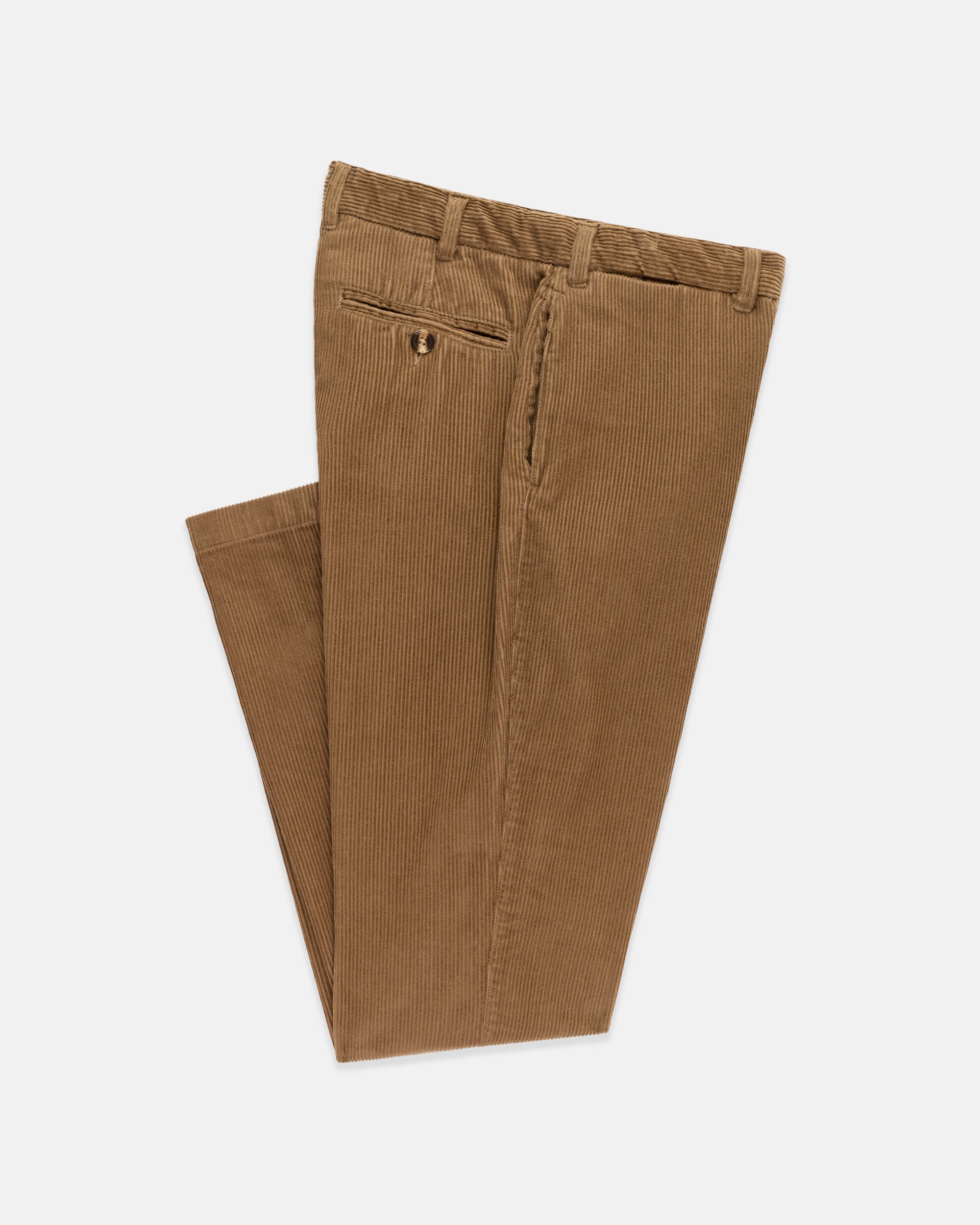 Tan Wide Wale Corduroy Trouser - Trim Fit