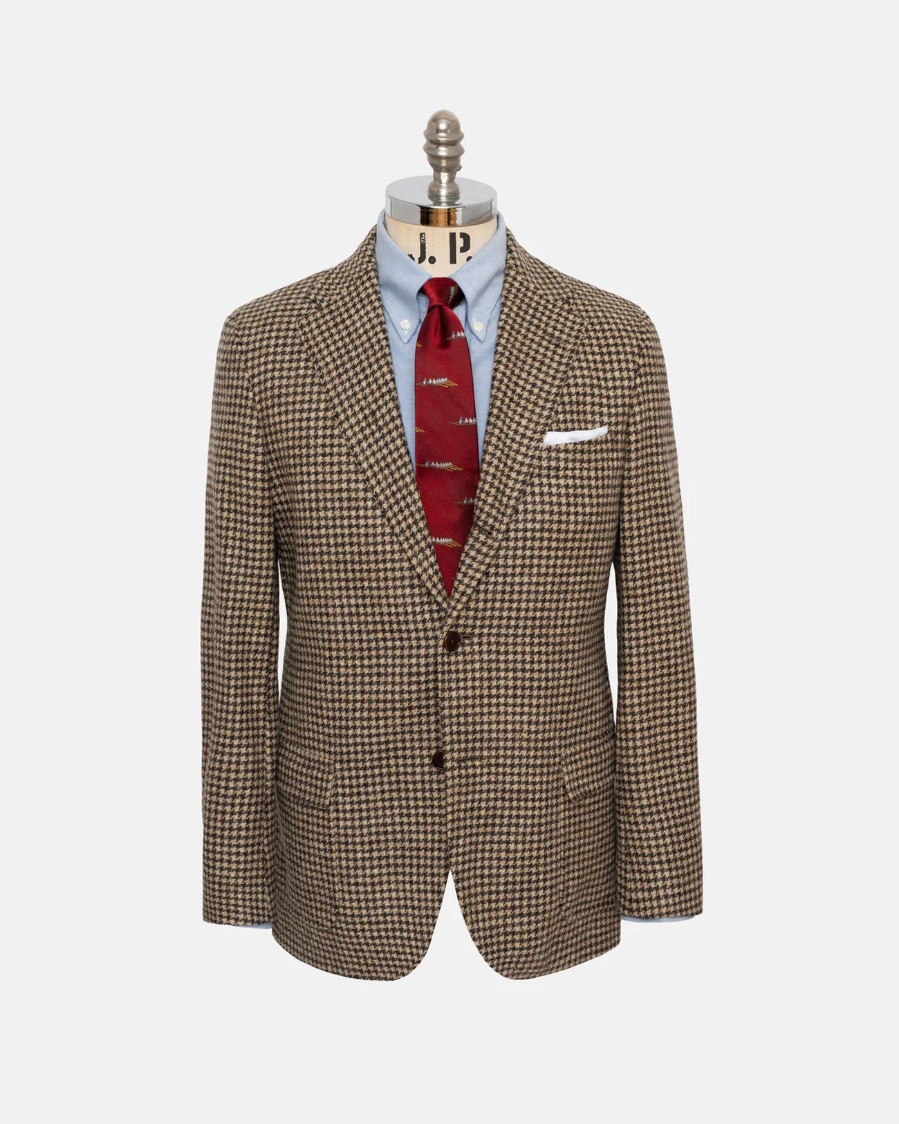 Tan & Brown Houndstooth Sport Coat - Trim Fit