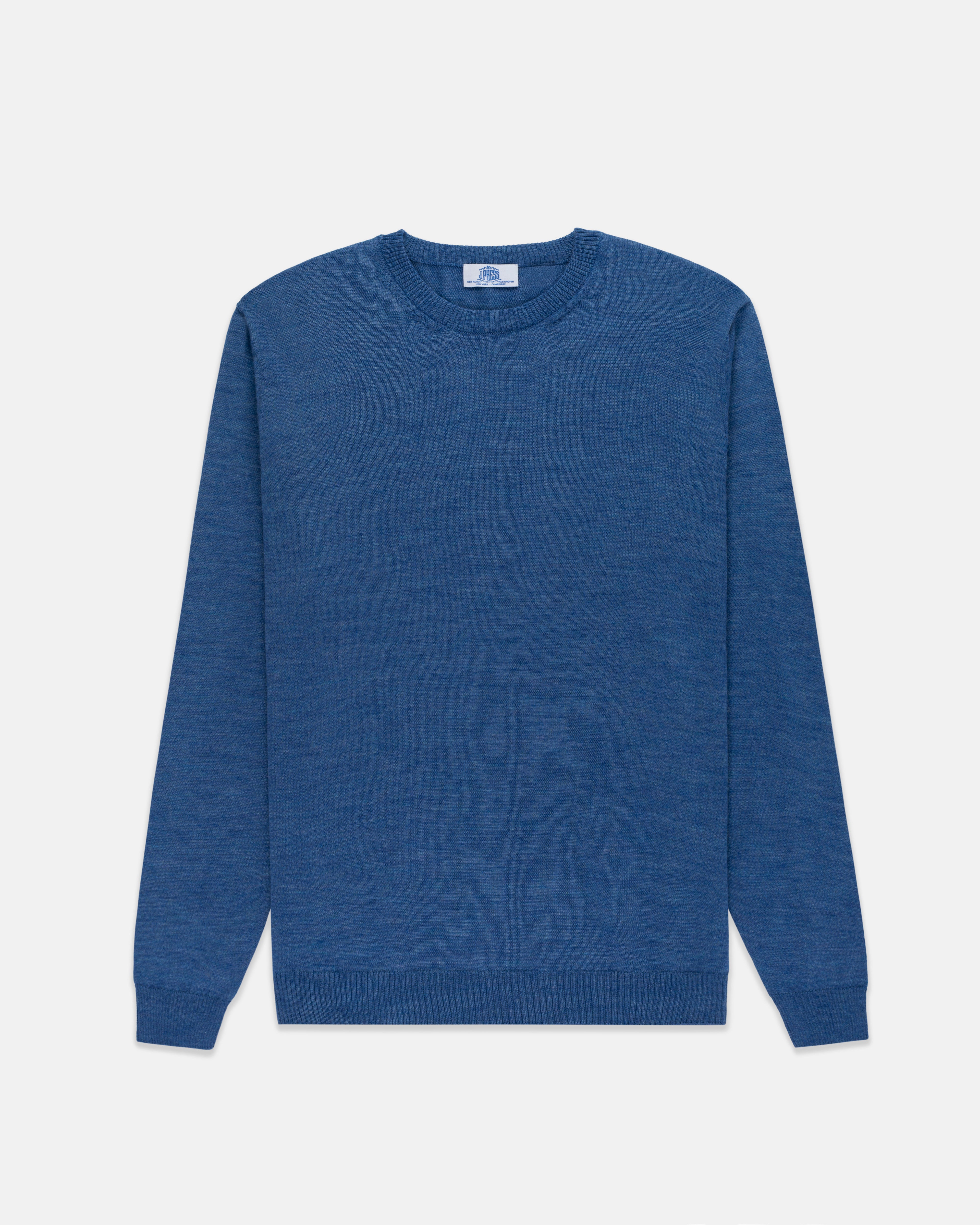 Blue Alpaca/Silk Crewneck Sweater - Classic Fit