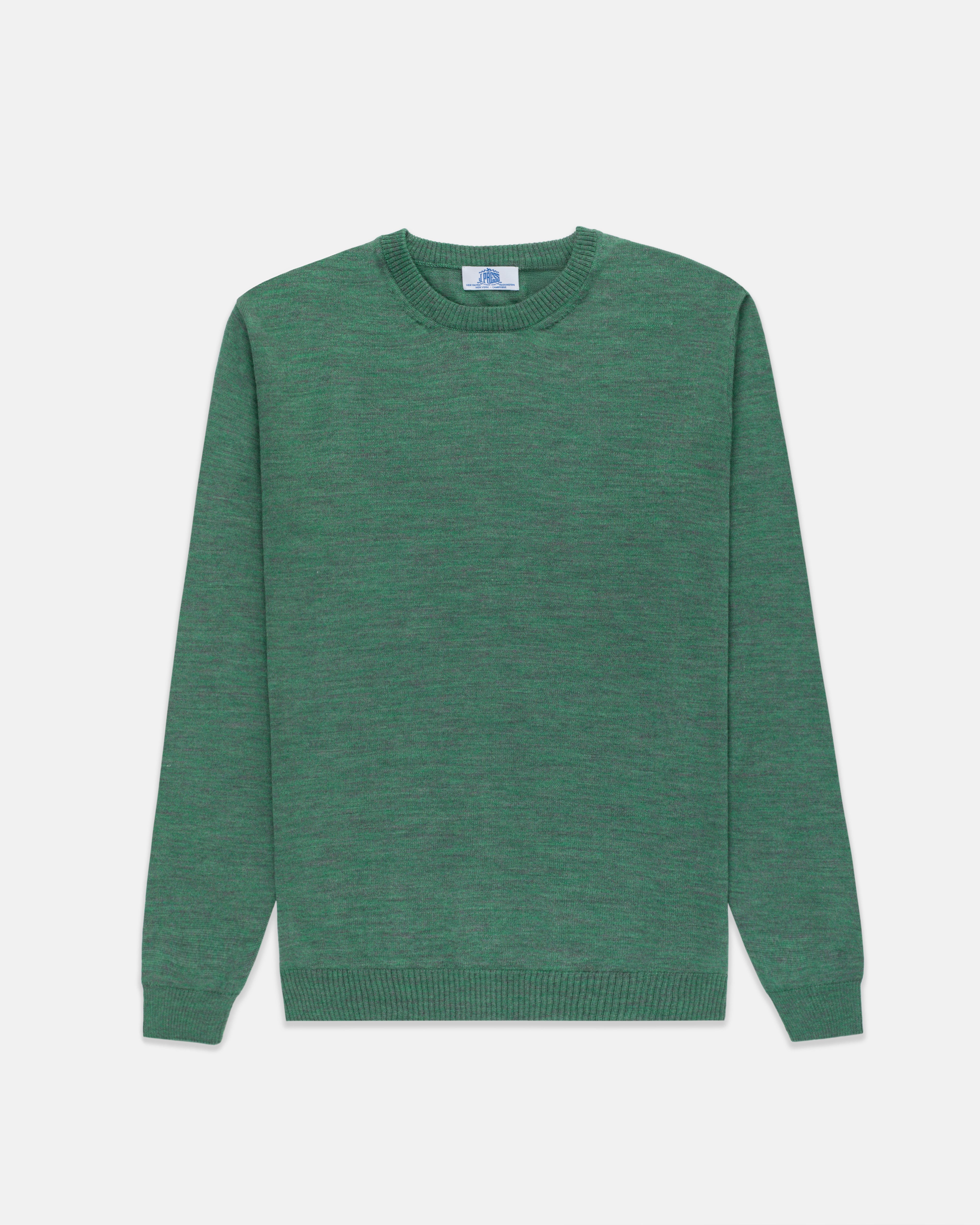 Green Alpaca/Silk Crewneck Sweater - Classic Fit