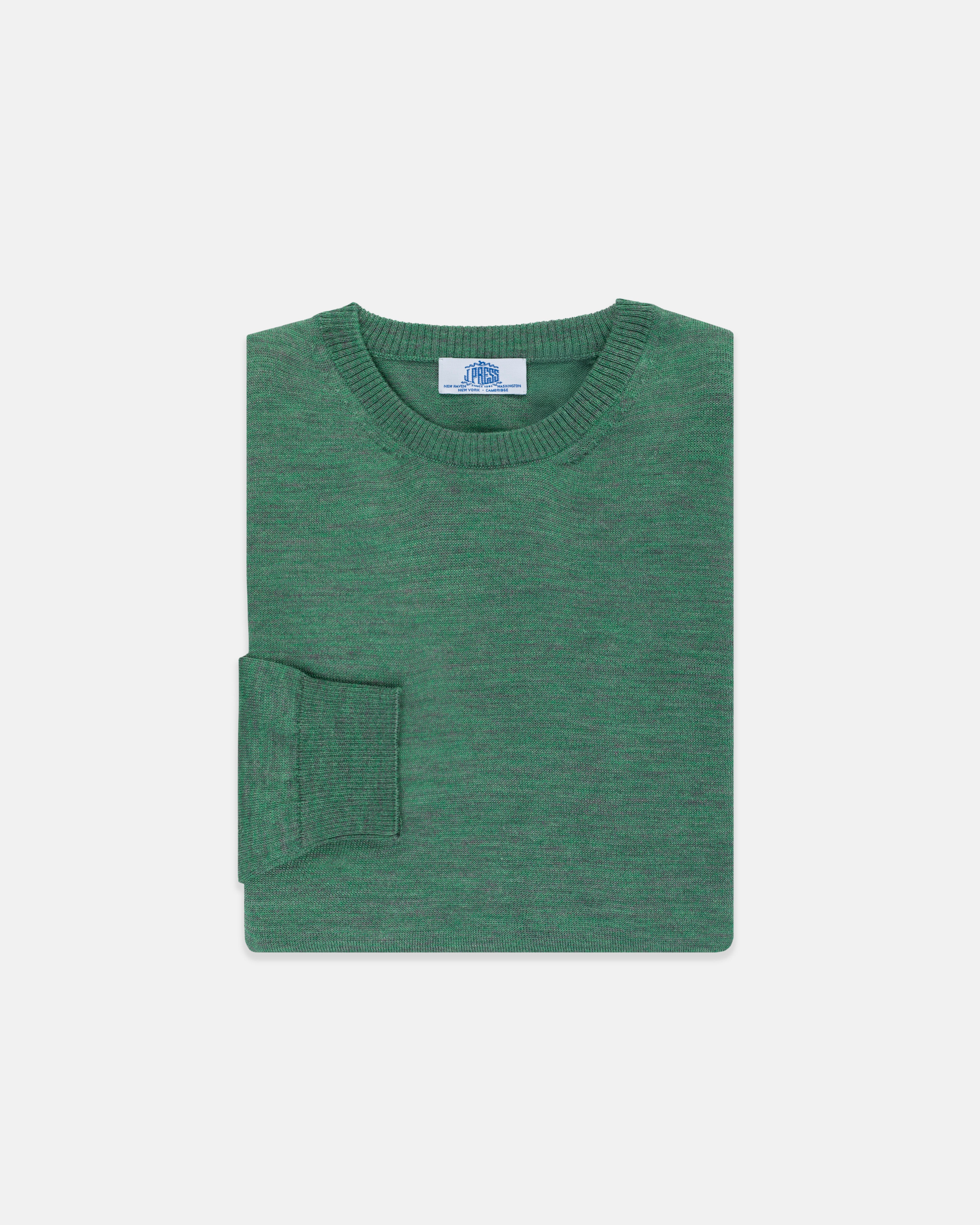 ALPACA/SILK CREWNECK SWEATER - GREEN | J. PRESS