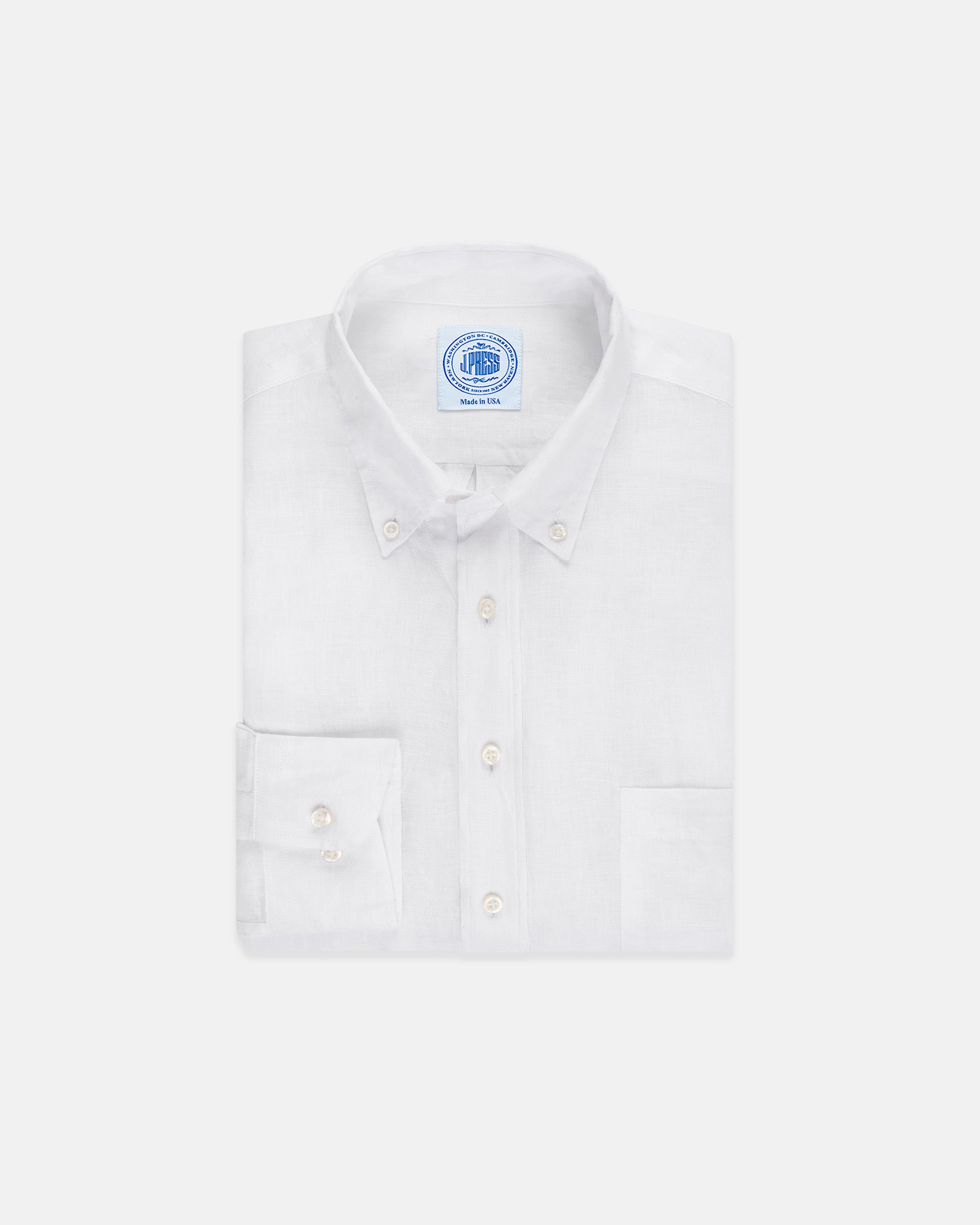 Solid White Linen Sport Shirt - Classic Fit