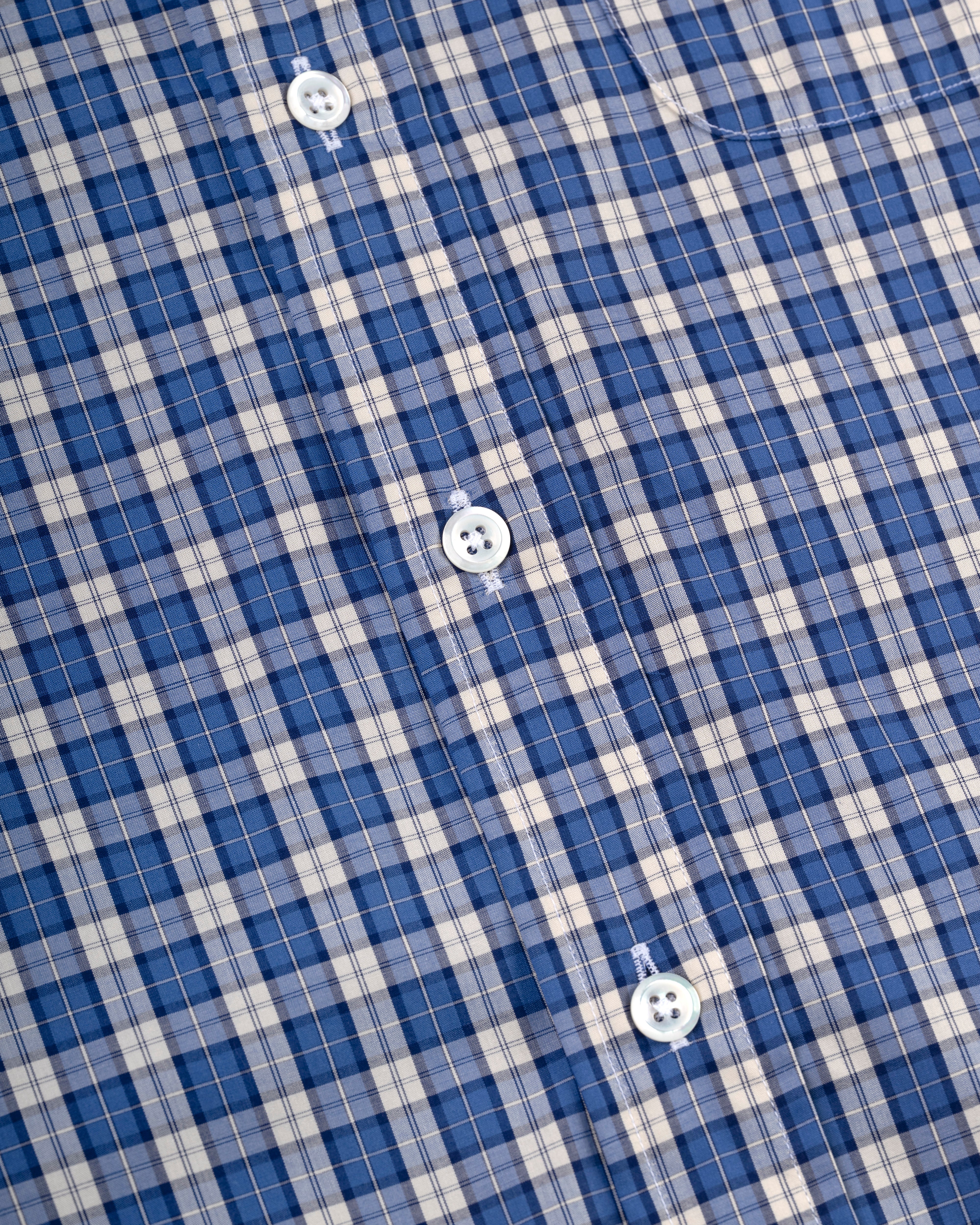 Made-in-USA Blue & White Mini Tartan Sport Shirt - Classic Fit