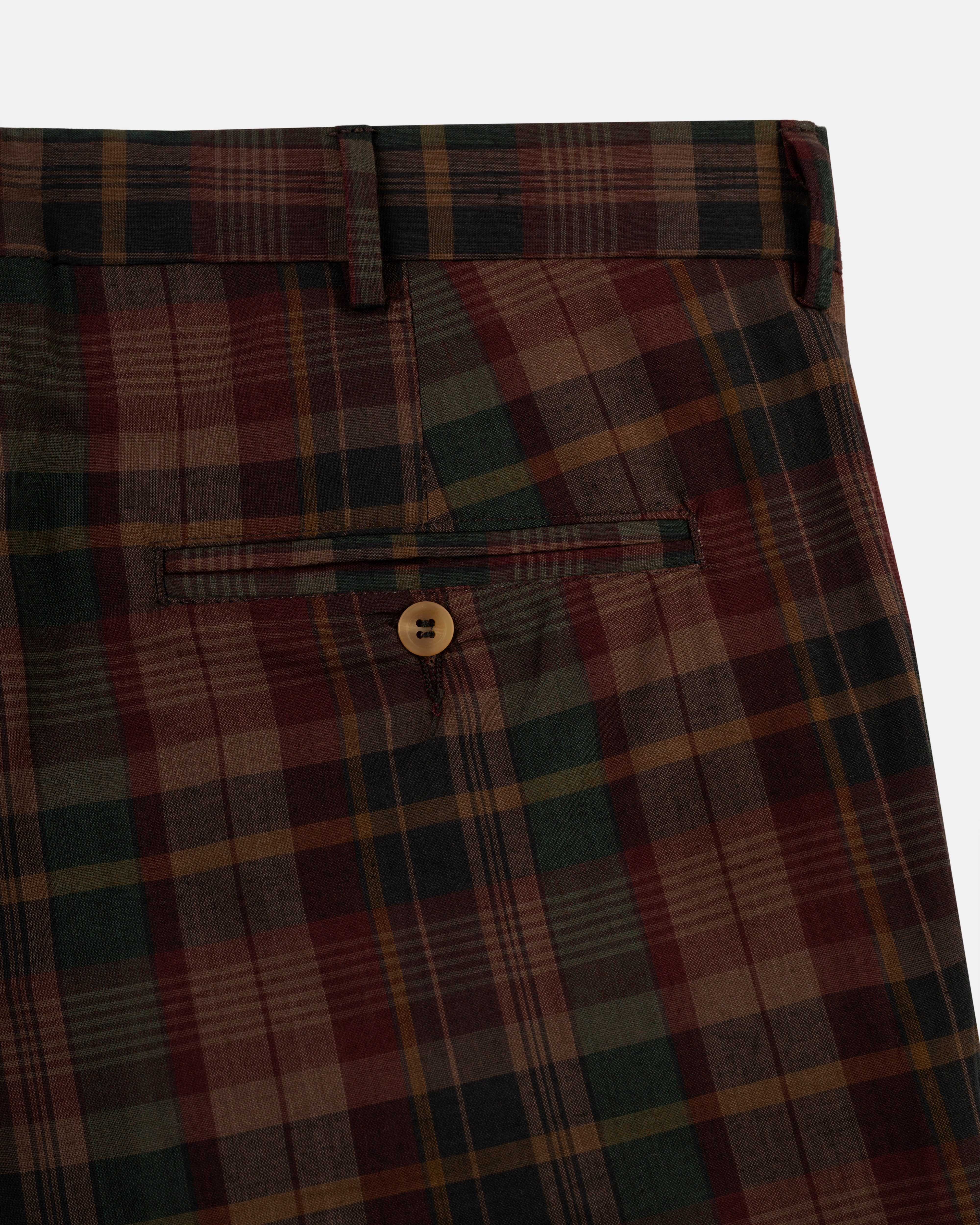 Made-in-USA Rust & Burgundy Overdyed Authentic Madras Trouser