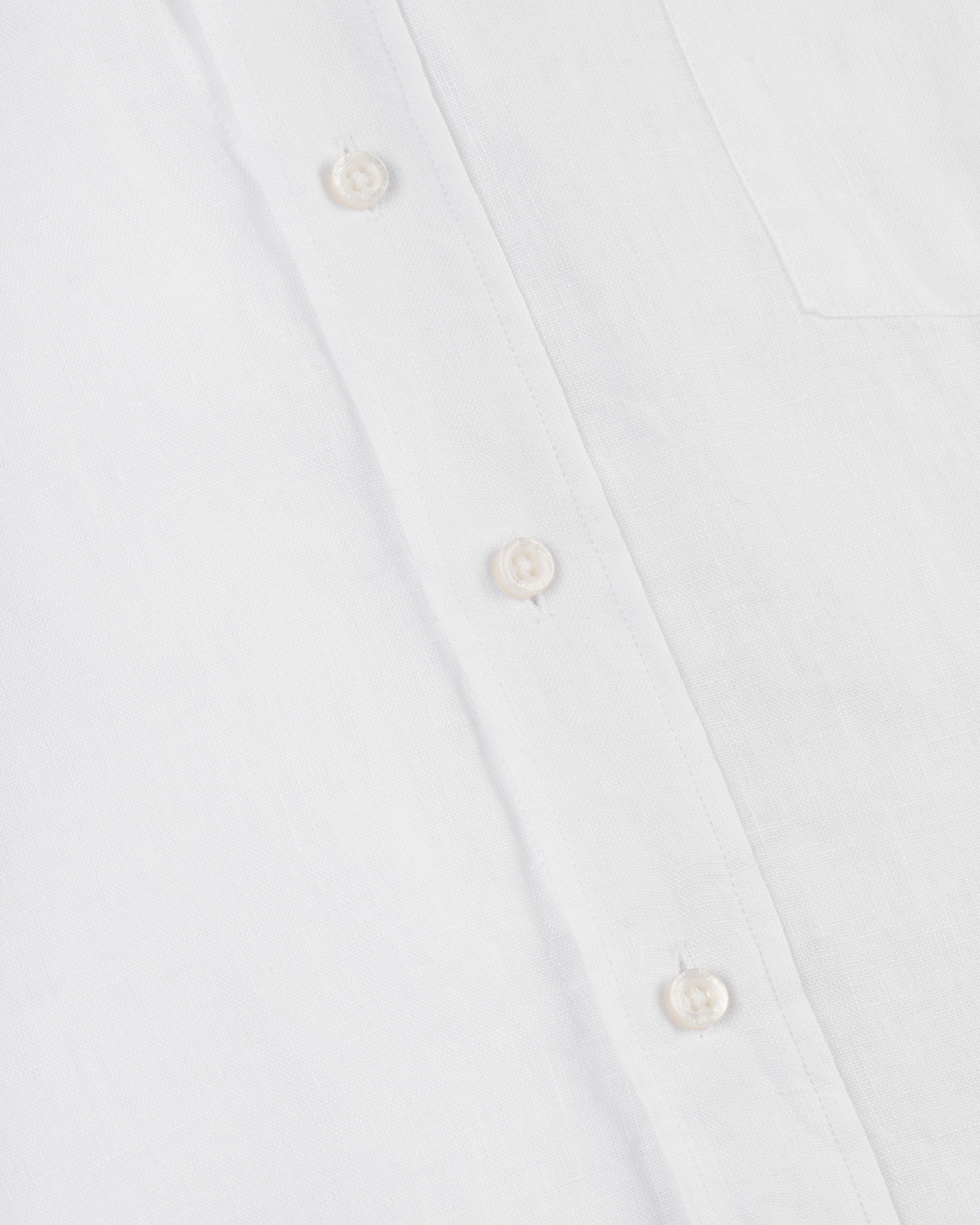 Solid White Linen Sport Shirt - Classic Fit