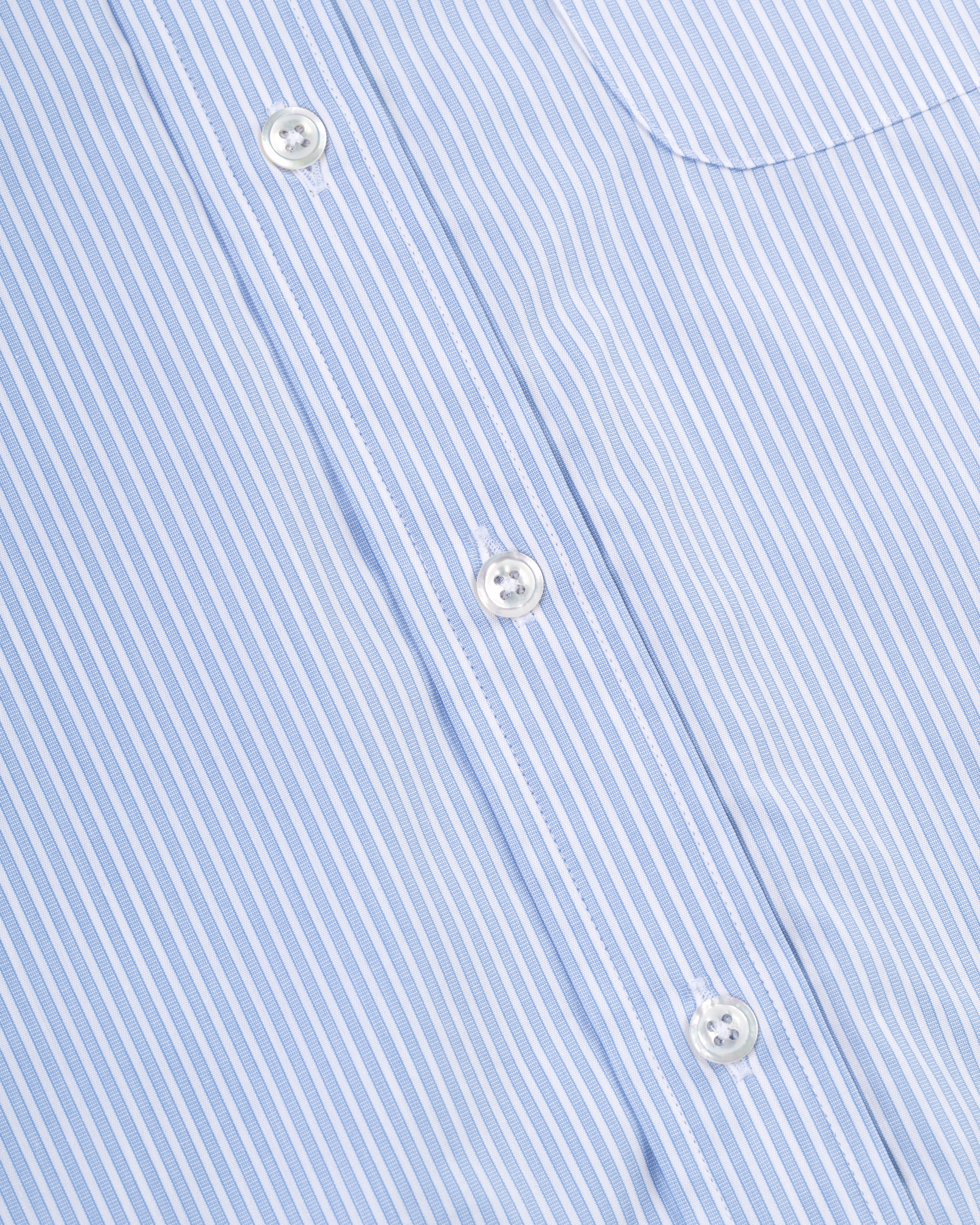 Made-in-USA Thomas Mason Blue End-on-End Stripe Button Down Shirt - Classic Fit