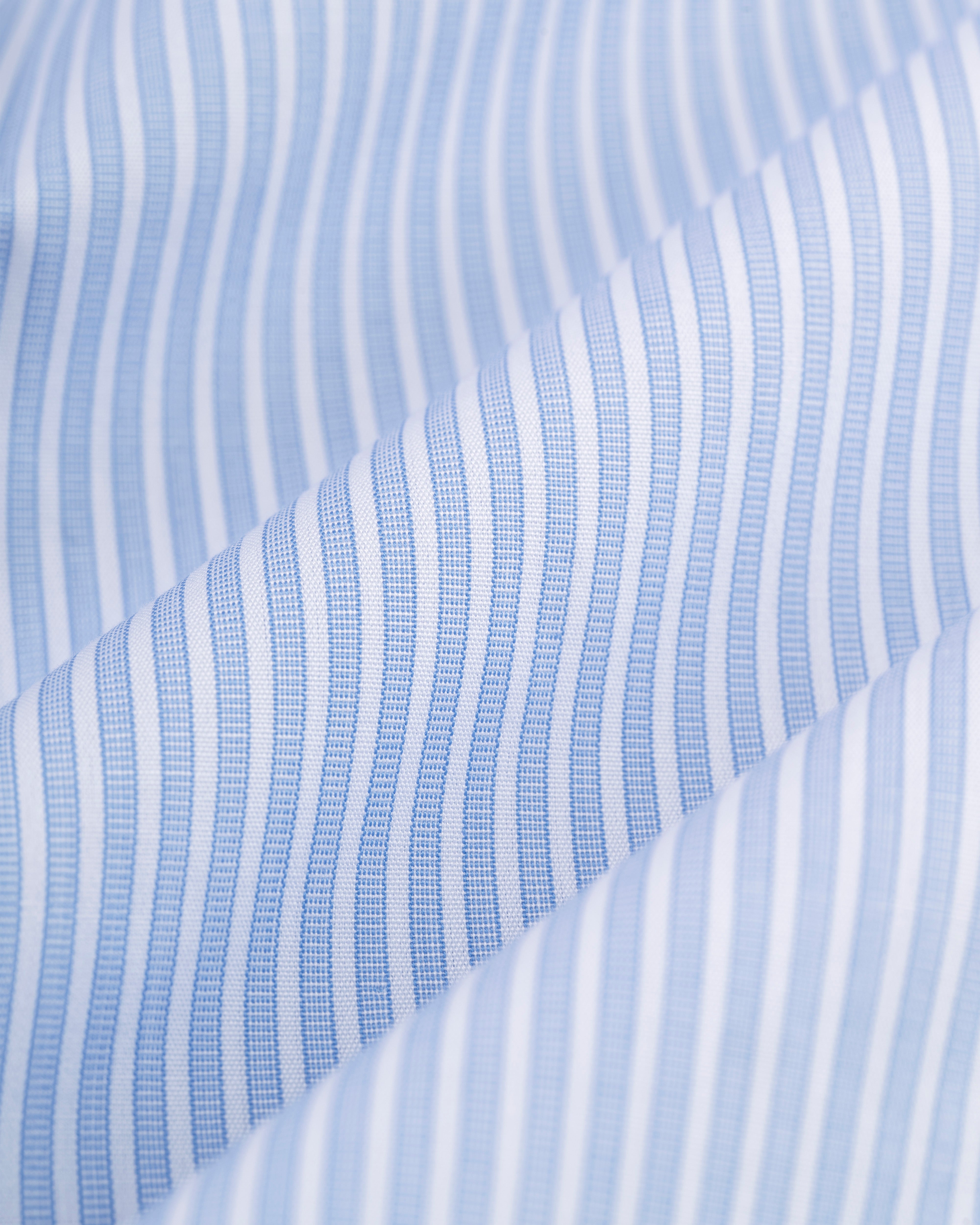 Made-in-USA Thomas Mason Blue End-on-End Stripe Button Down Shirt - Classic Fit