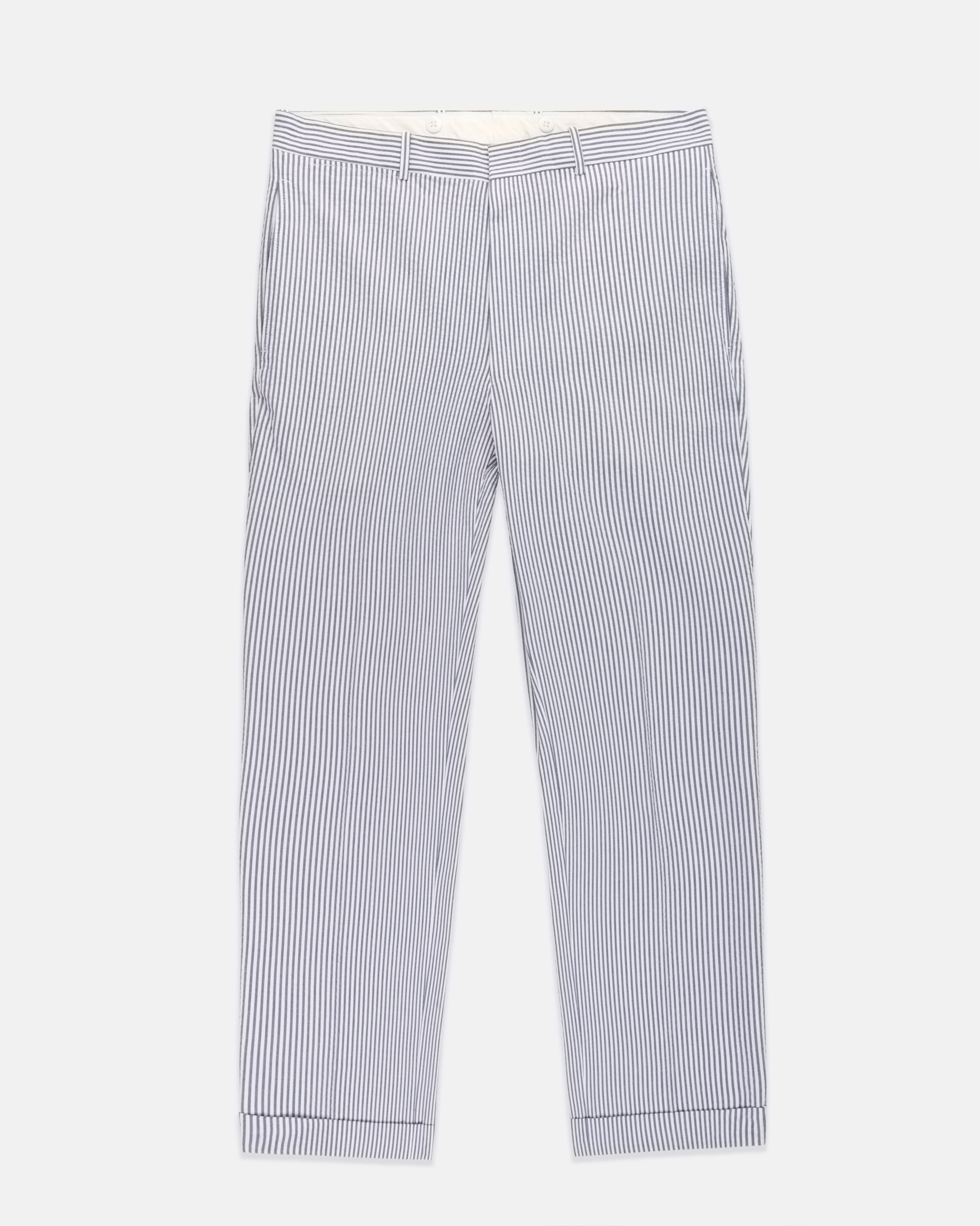 Made-in-Canada Blue Stripe Seersucker Trouser