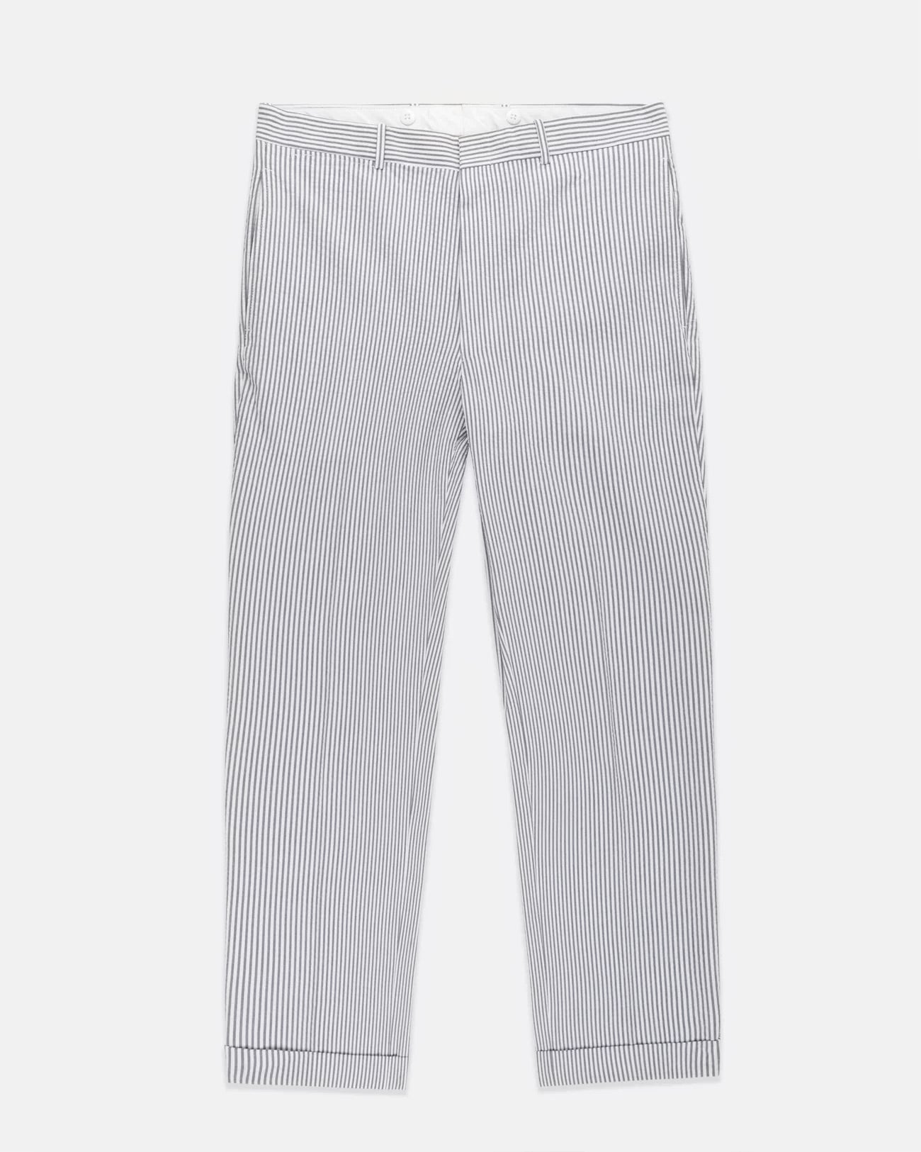 Made-in-Canada Grey Stripe Seersucker Trouser