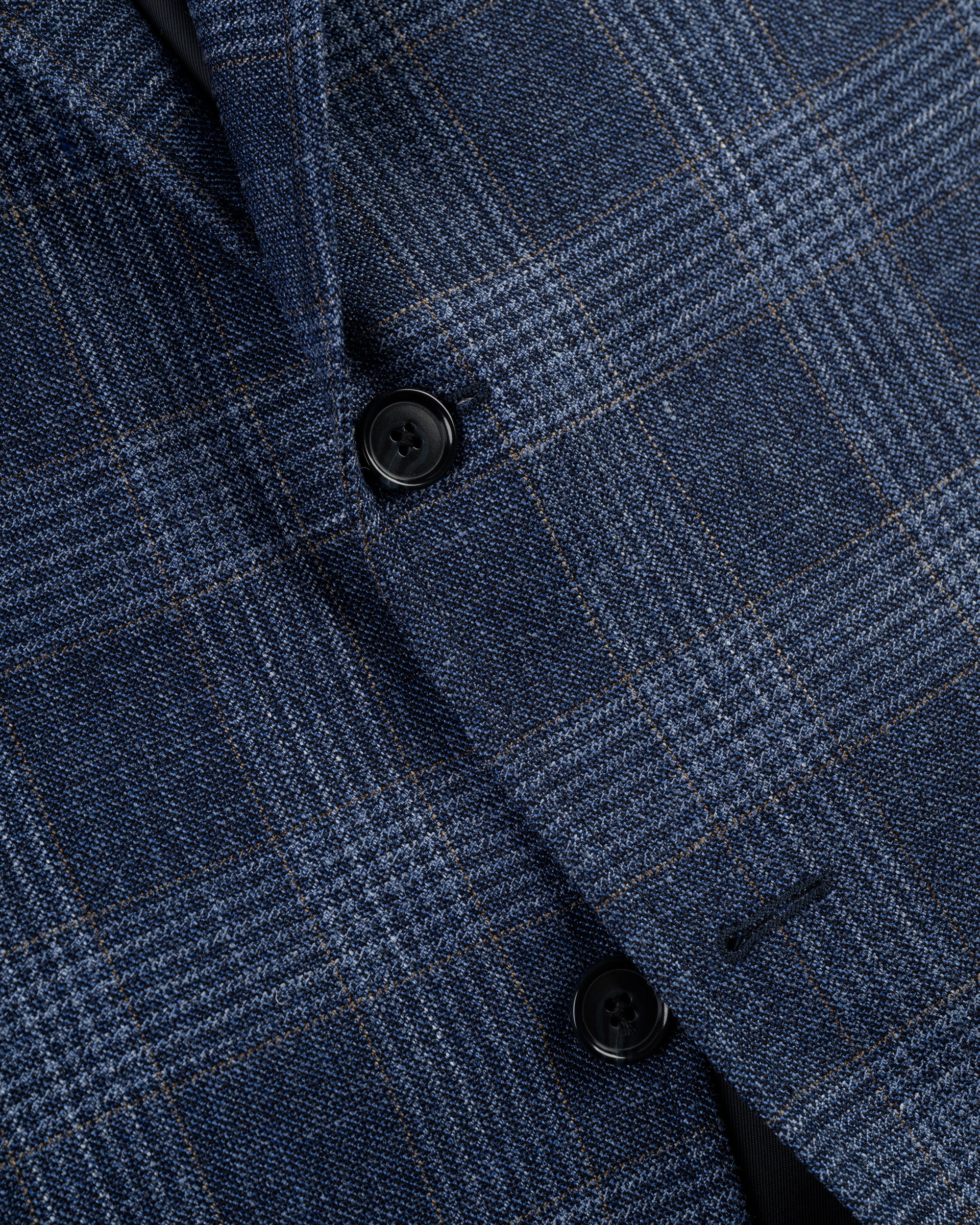 Made-in-USA Blue & Copper Plaid Wool/Silk/Linen Sport Coat