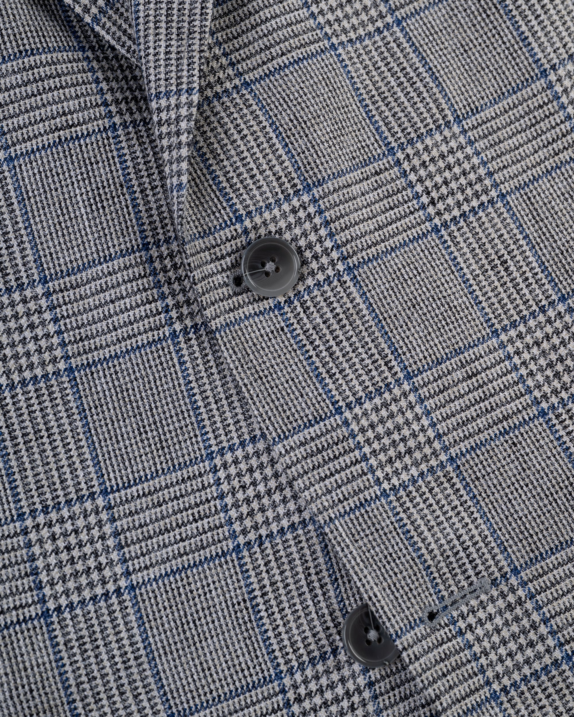 Grey & Blue Glen Plaid Pure Linen Sport Coat - Trim Fit