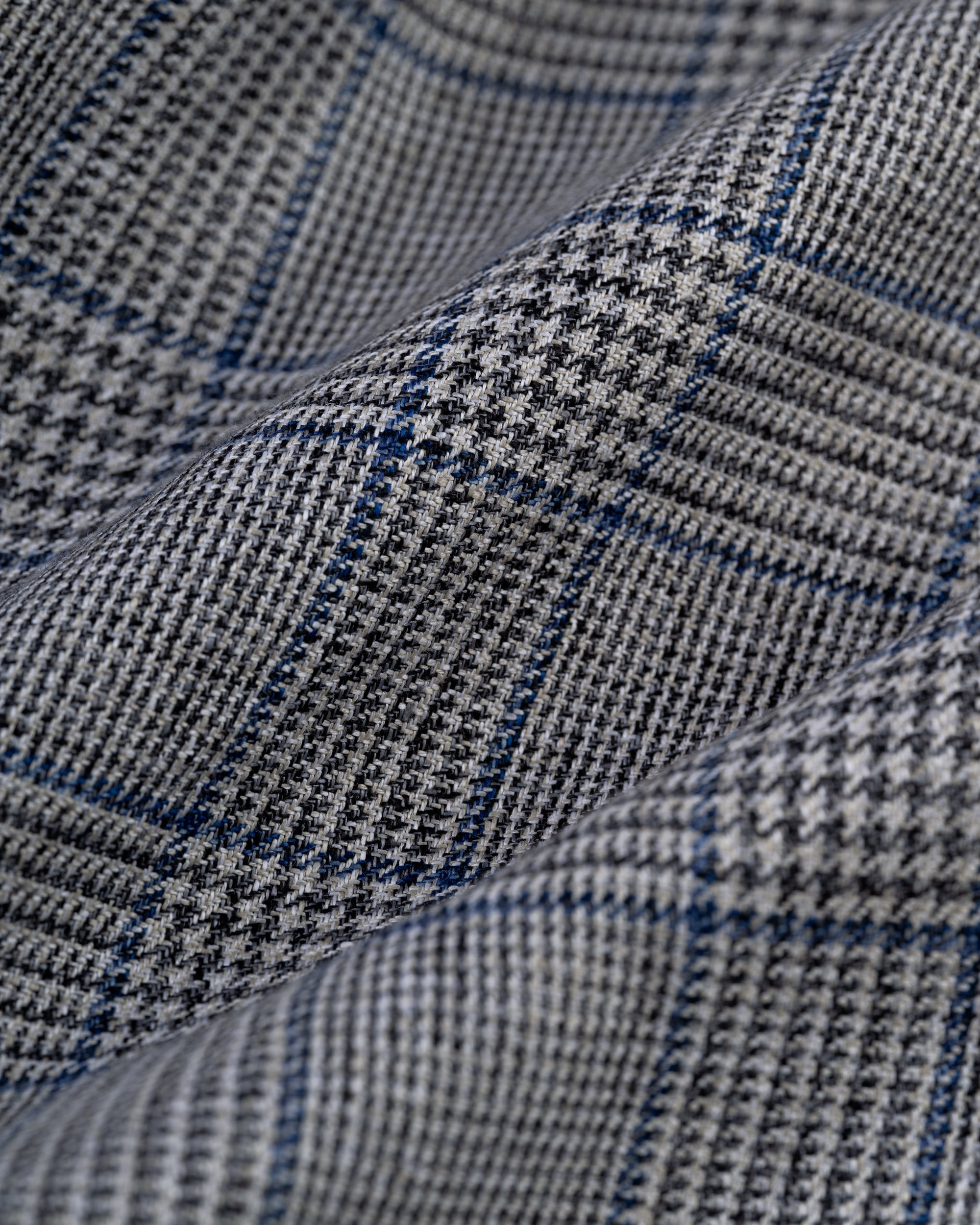 Grey & Blue Glen Plaid Pure Linen Sport Coat - Trim Fit