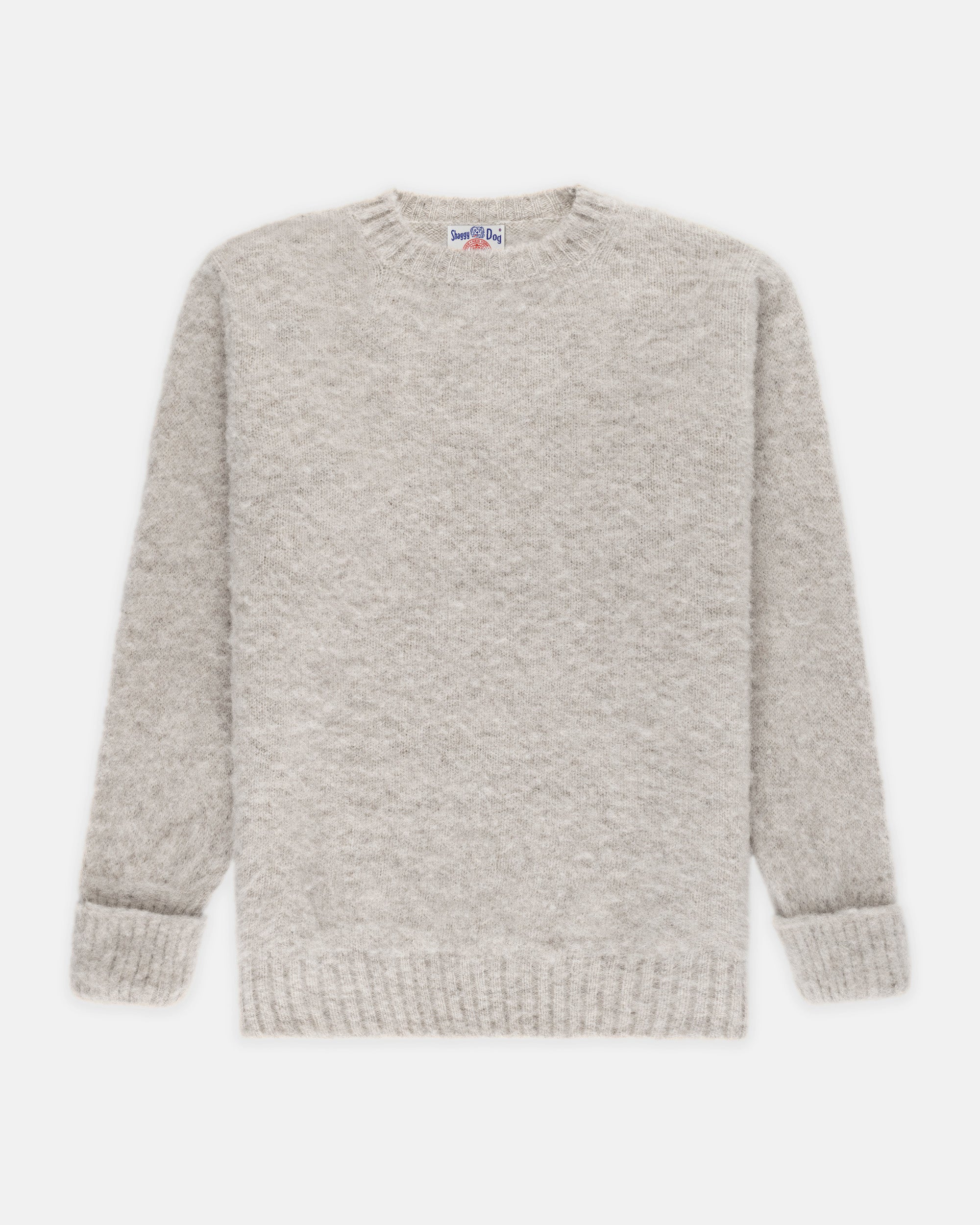 Made-in-Scotland Light Grey Shaggy Dog Sweater - Classic Fit