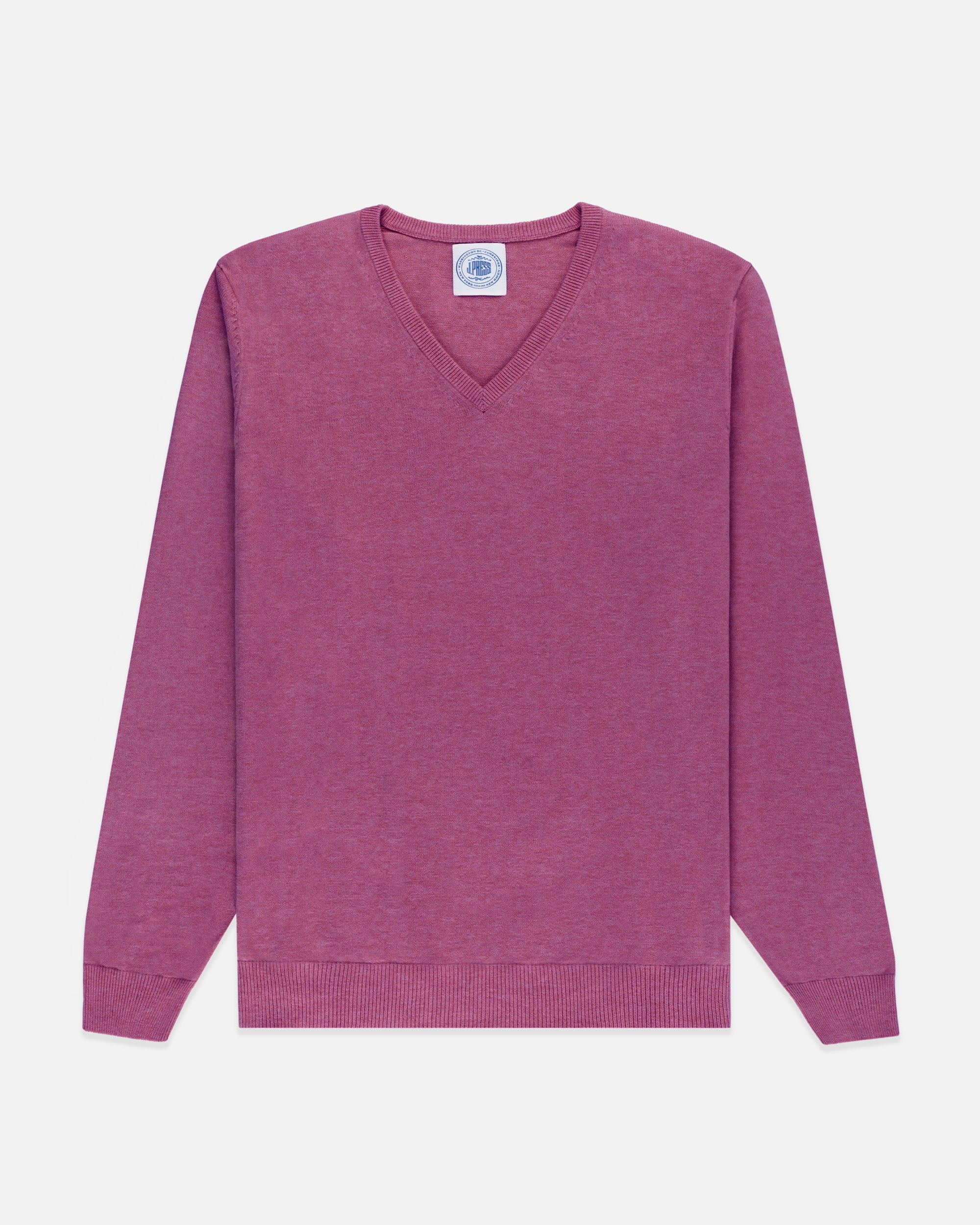Purple Cotton-Cashmere V-Neck Sweater