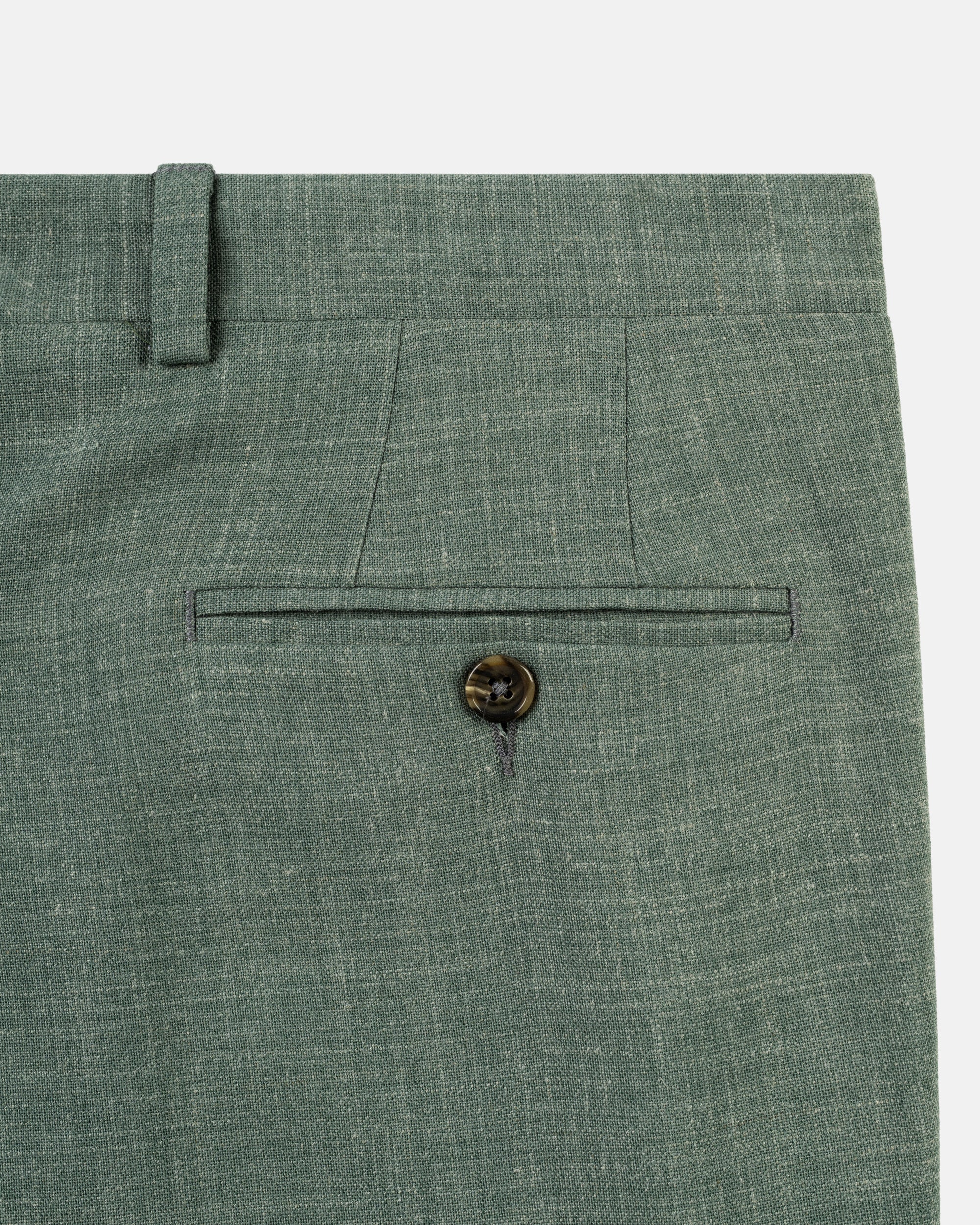 Made-in-Canada Dark Green Crash Linen Trousers