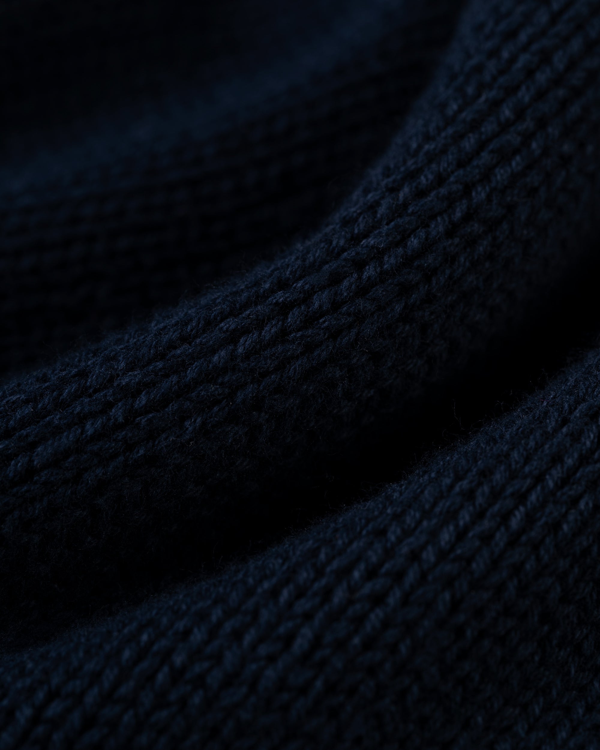 Made-in-USA Navy Chunky Cotton Crewneck Sweater