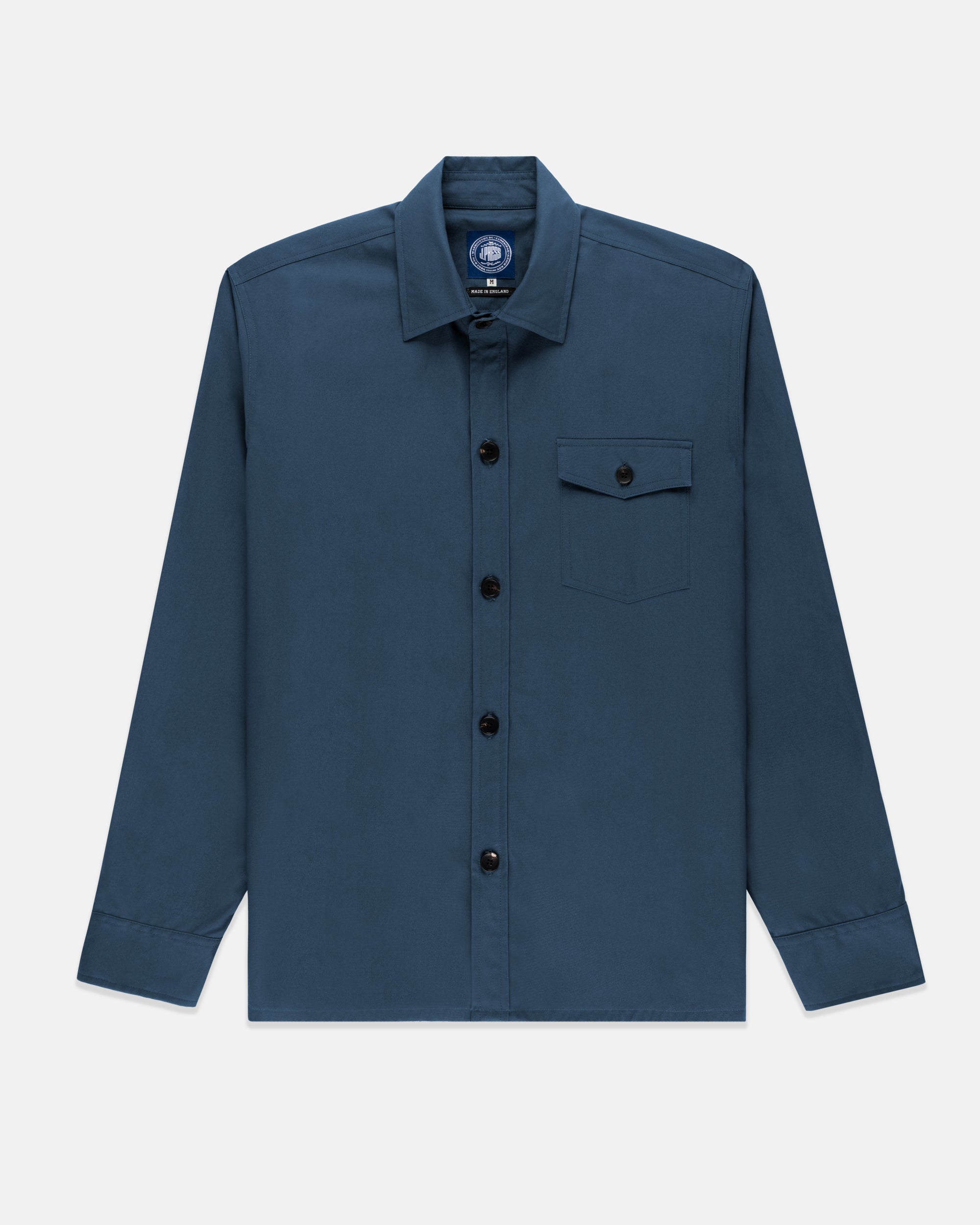 Made-in-England Blue Drywax Cotton Overshirt