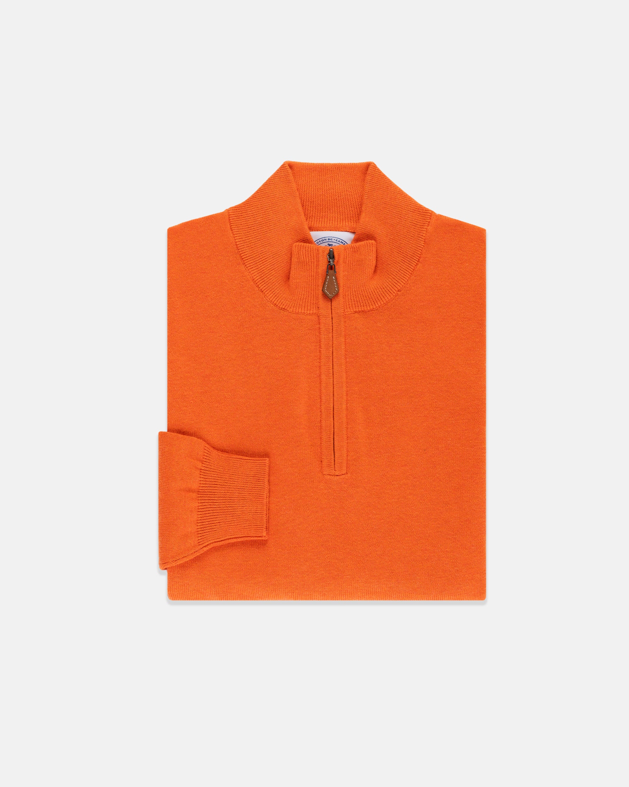 Orange Cotton-Cashmere Quarter-Zip Sweater