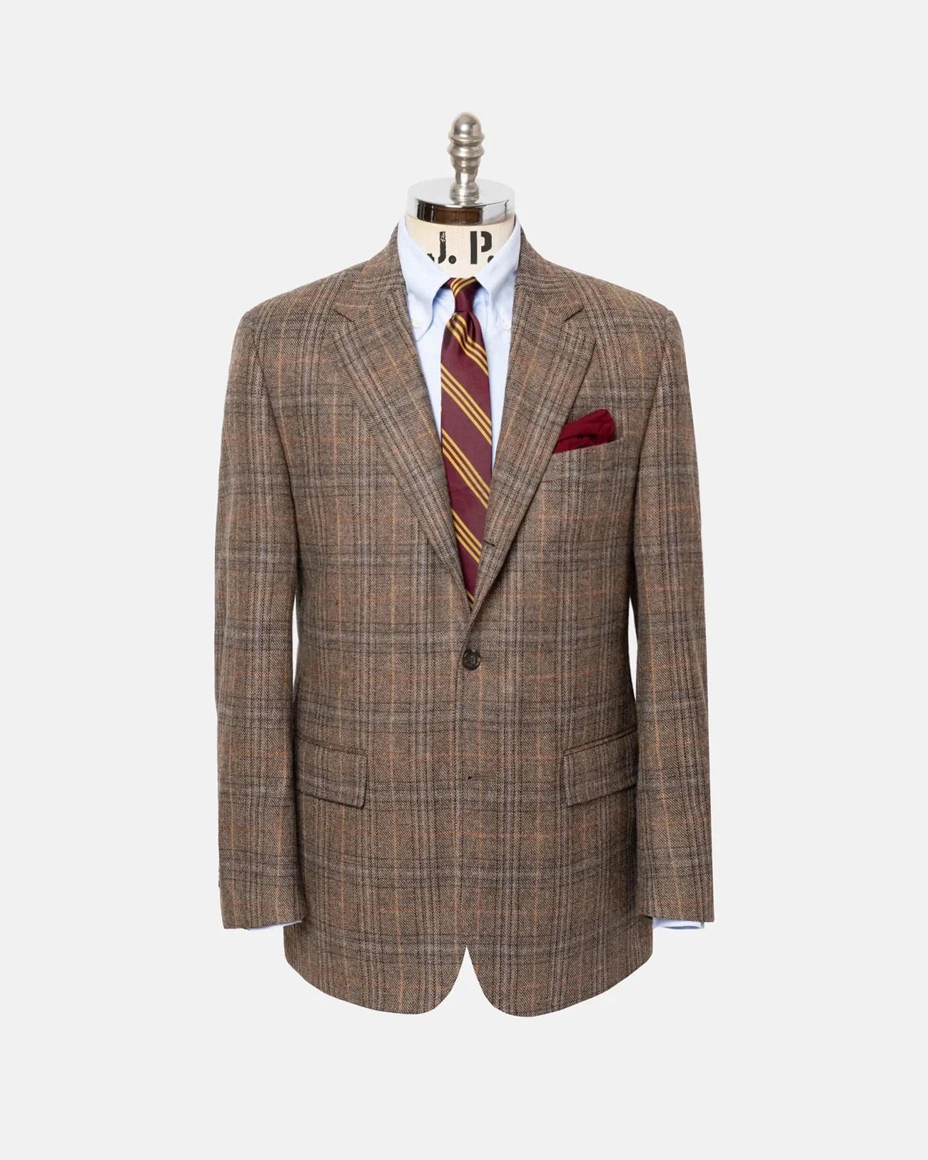 Made-in-Canada Tan, Navy & Gold Windowpane Lambswool Sport Coat