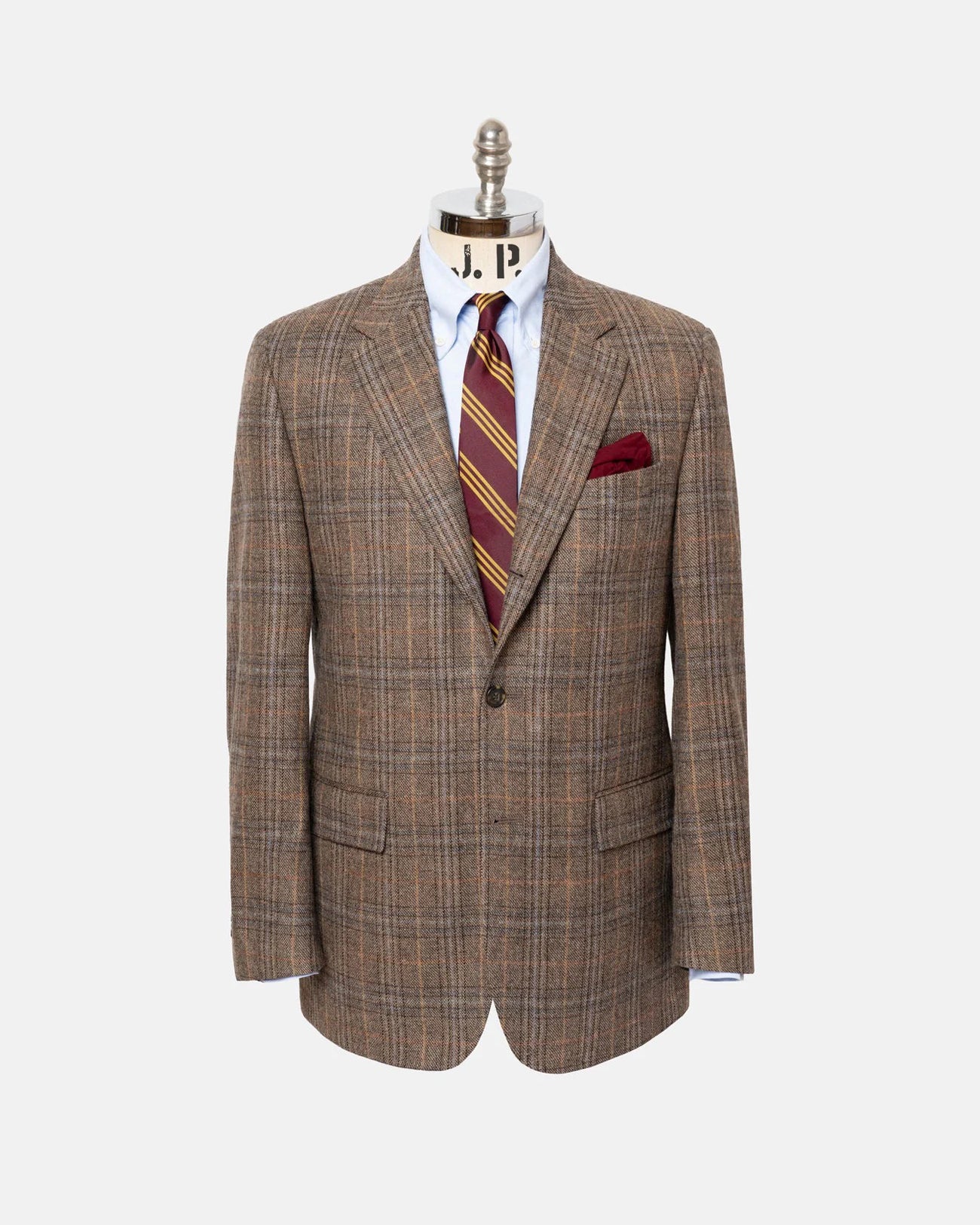 Made-in-Canada Tan, Navy & Gold Windowpane Lambswool Sport Coat