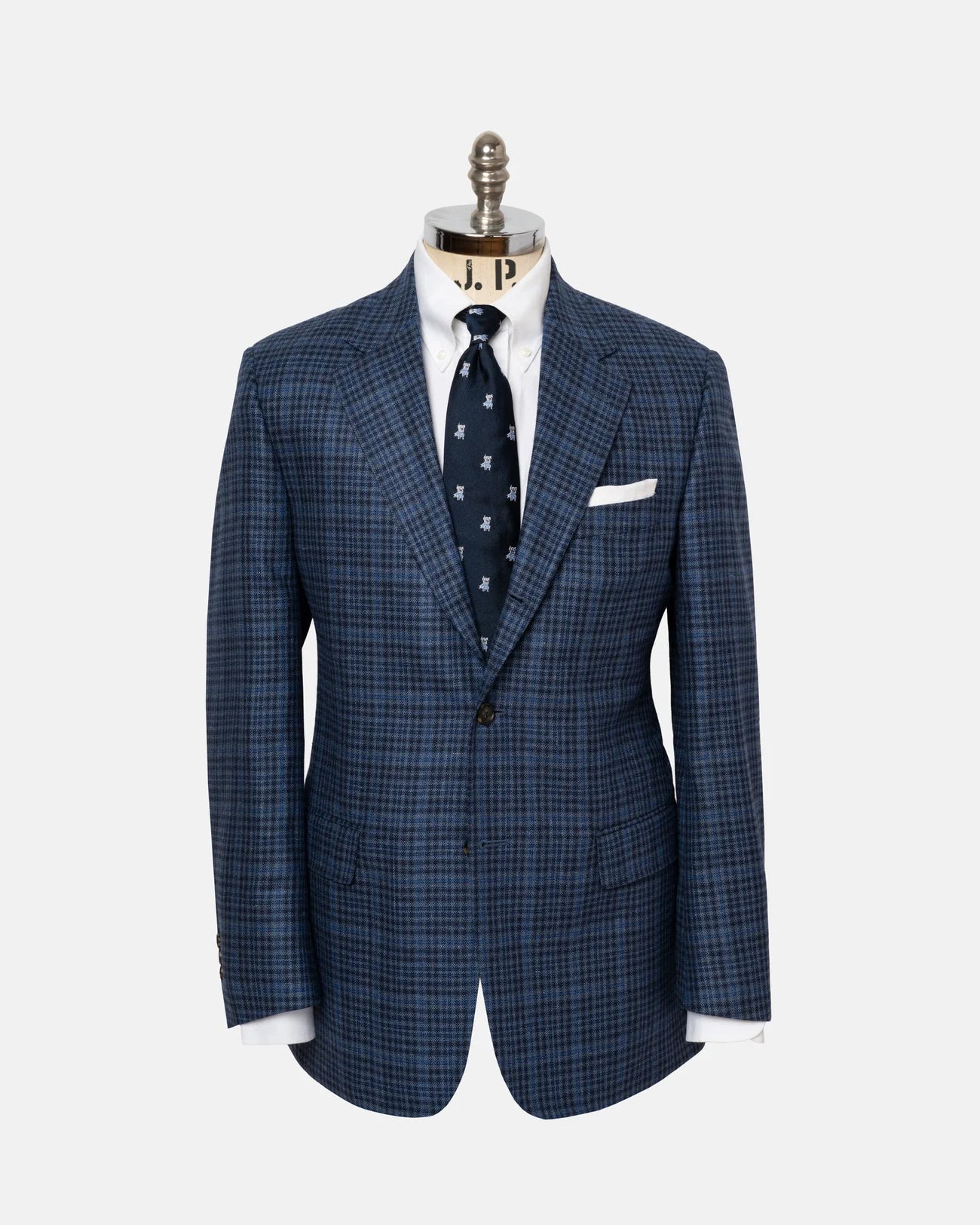 Made-in-Canada Medium Blue Check Silk/Wool Sport Coat