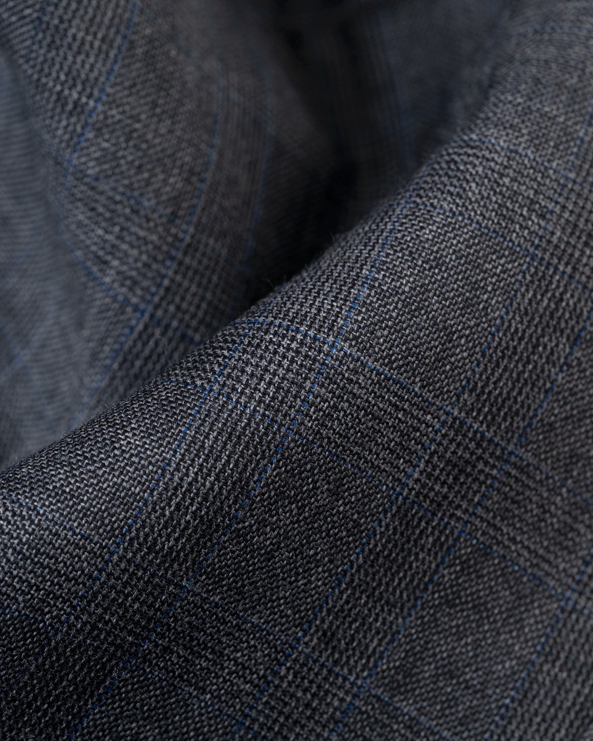 Made-in-USA Medium Grey Shadow Plaid Super 12Os Wool Suit