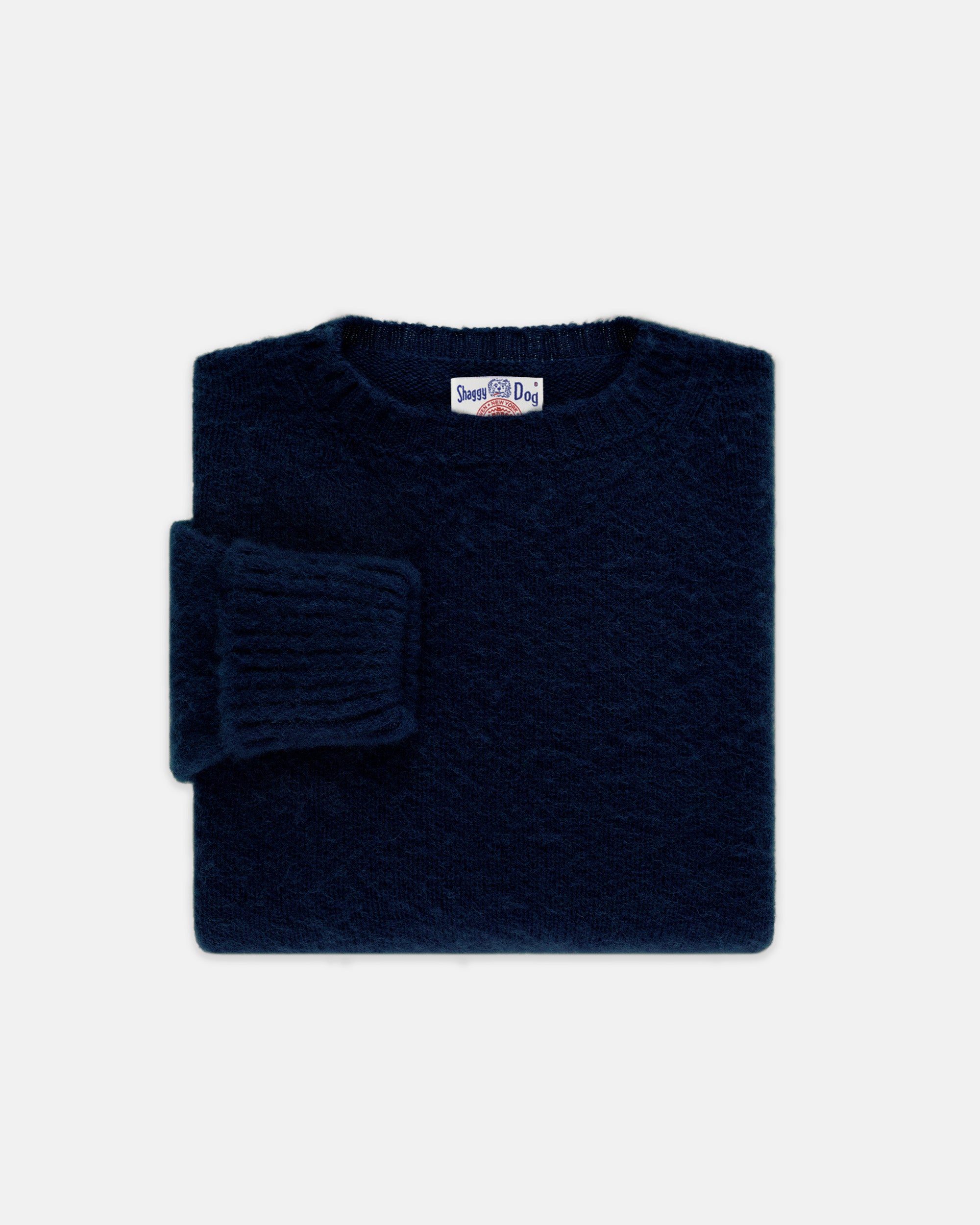 Made-in-Scotland Navy Shaggy Dog Sweater - Classic Fit