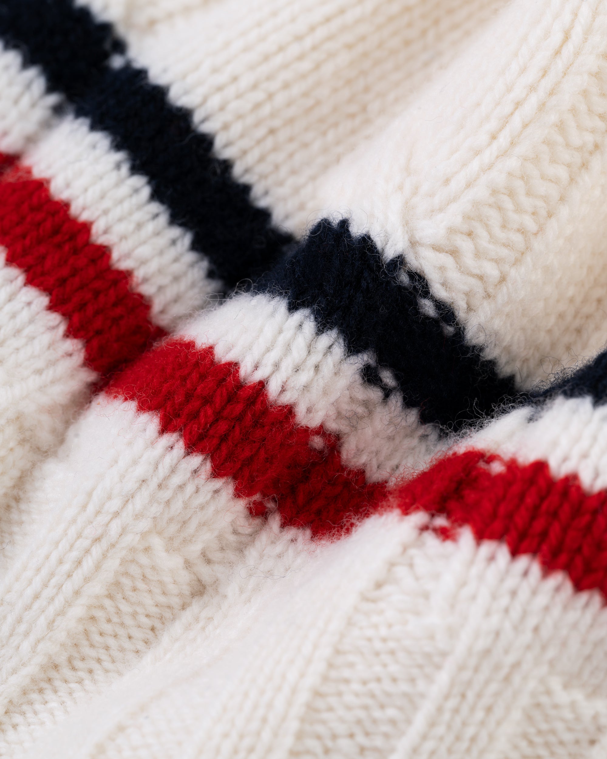 Made in Scotland Cream Wool Cableknit Tennis Sweater
