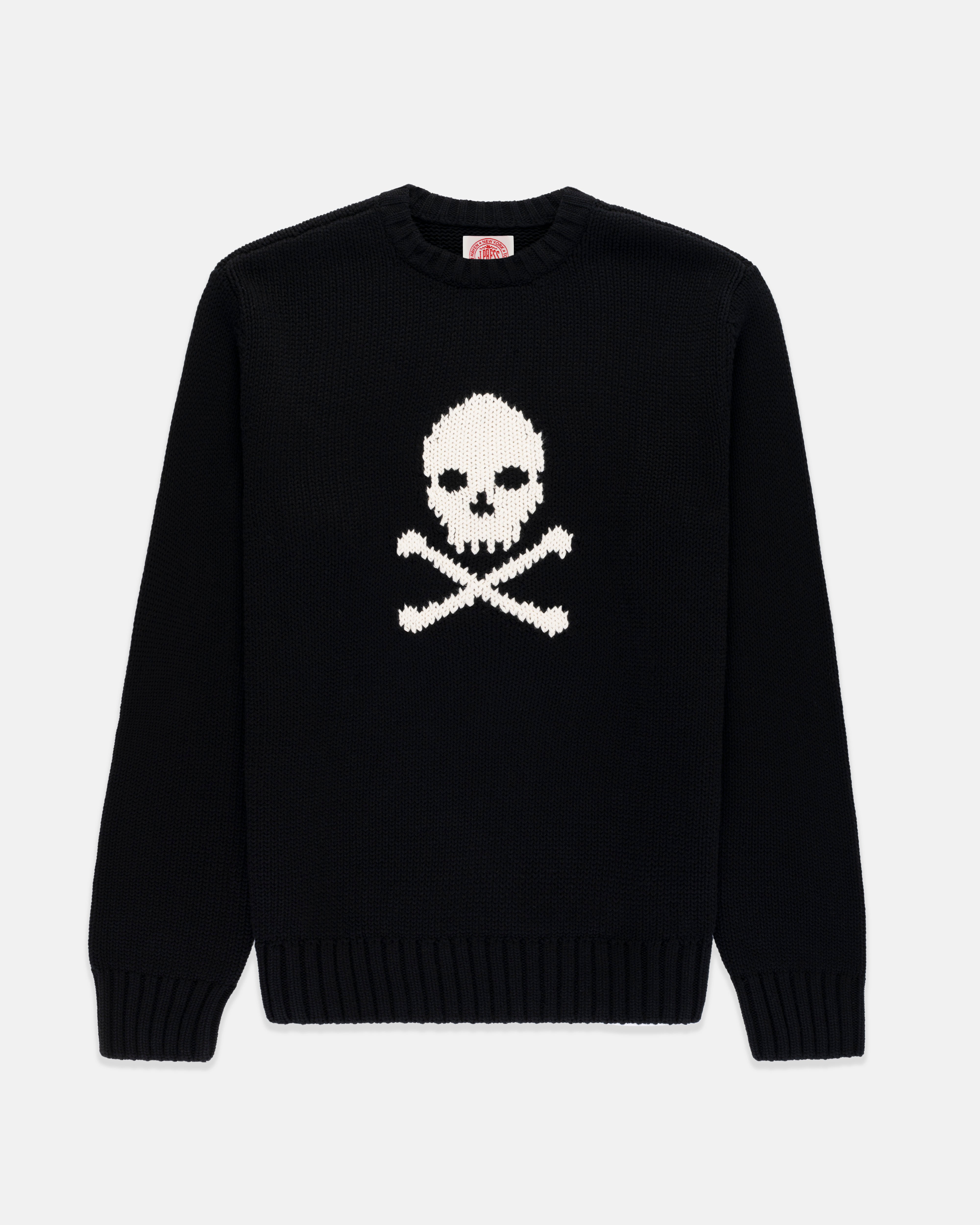 Skull & Bones Intarsia Knit Cotton Sweater